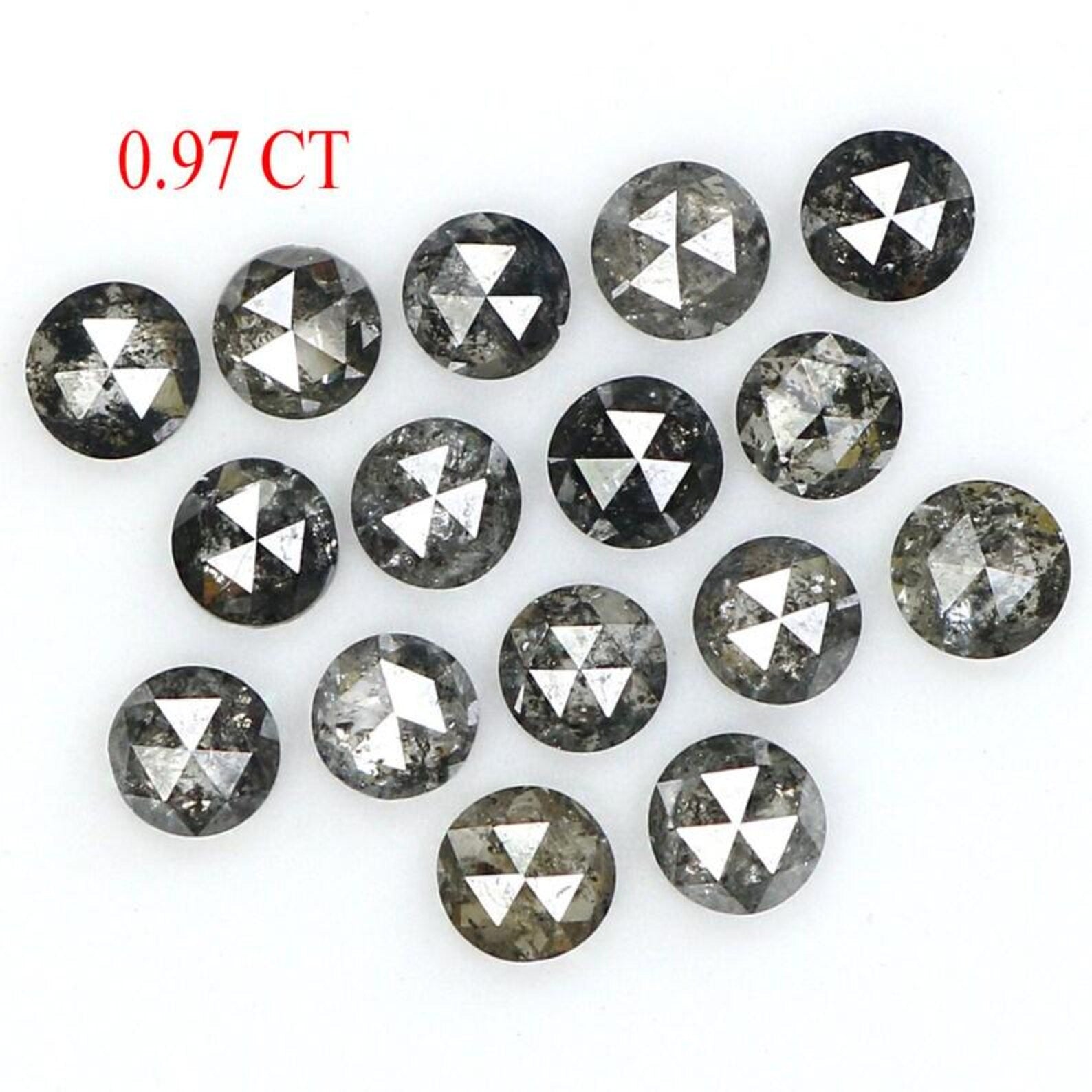 0.97 CT Natural Loose Round Shape Diamond Salt And Pepper Round Cut Diamond 2.30 MM Natural Black Grey Color Round Rose Cut Diamond NQ1651