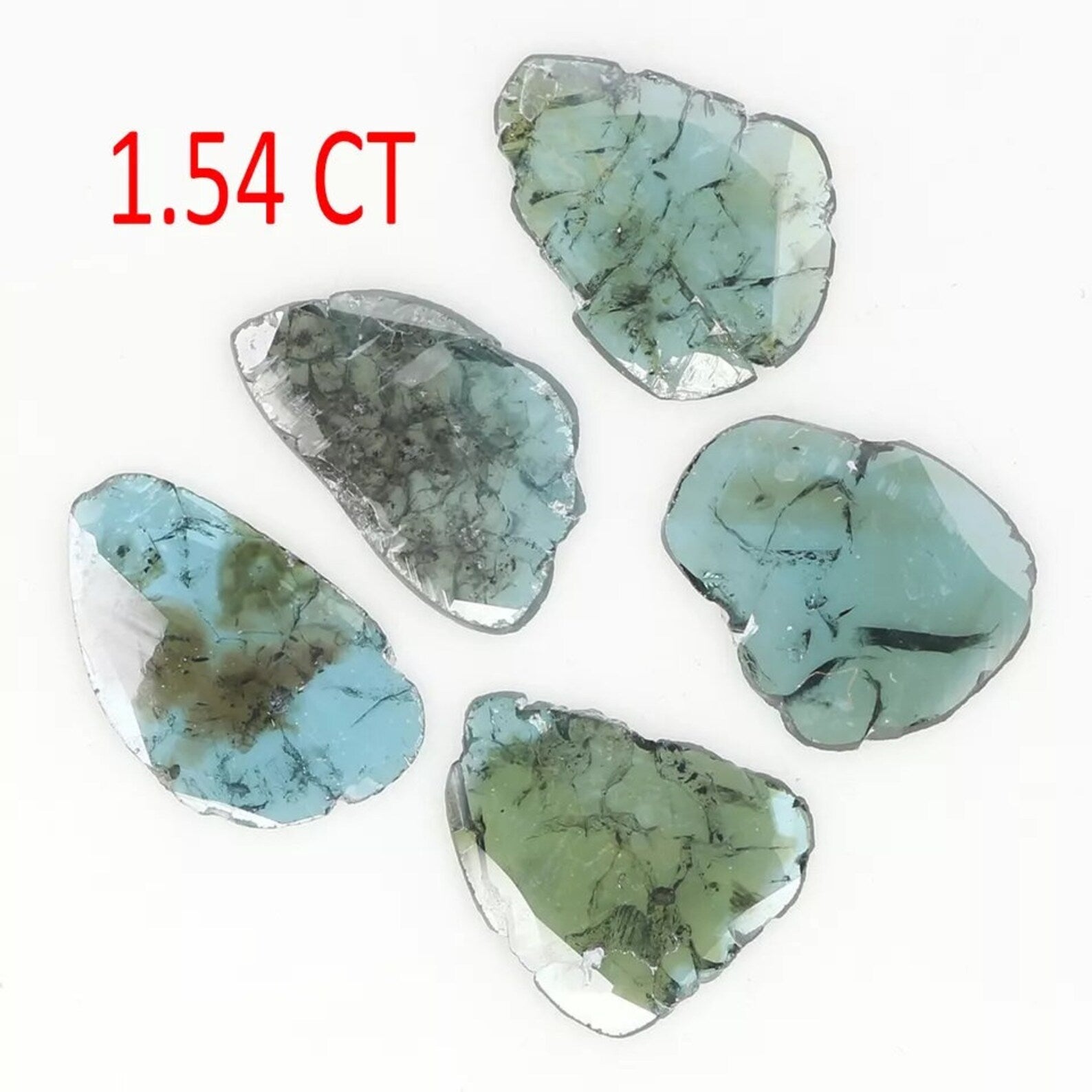 1.54 Ct Natural Loose Slice Shape Diamond Blue Color Slice Cut Diamond 7.80 MM Natural Loose Diamond Blue Color Irregular Cut Diamond NQ1301