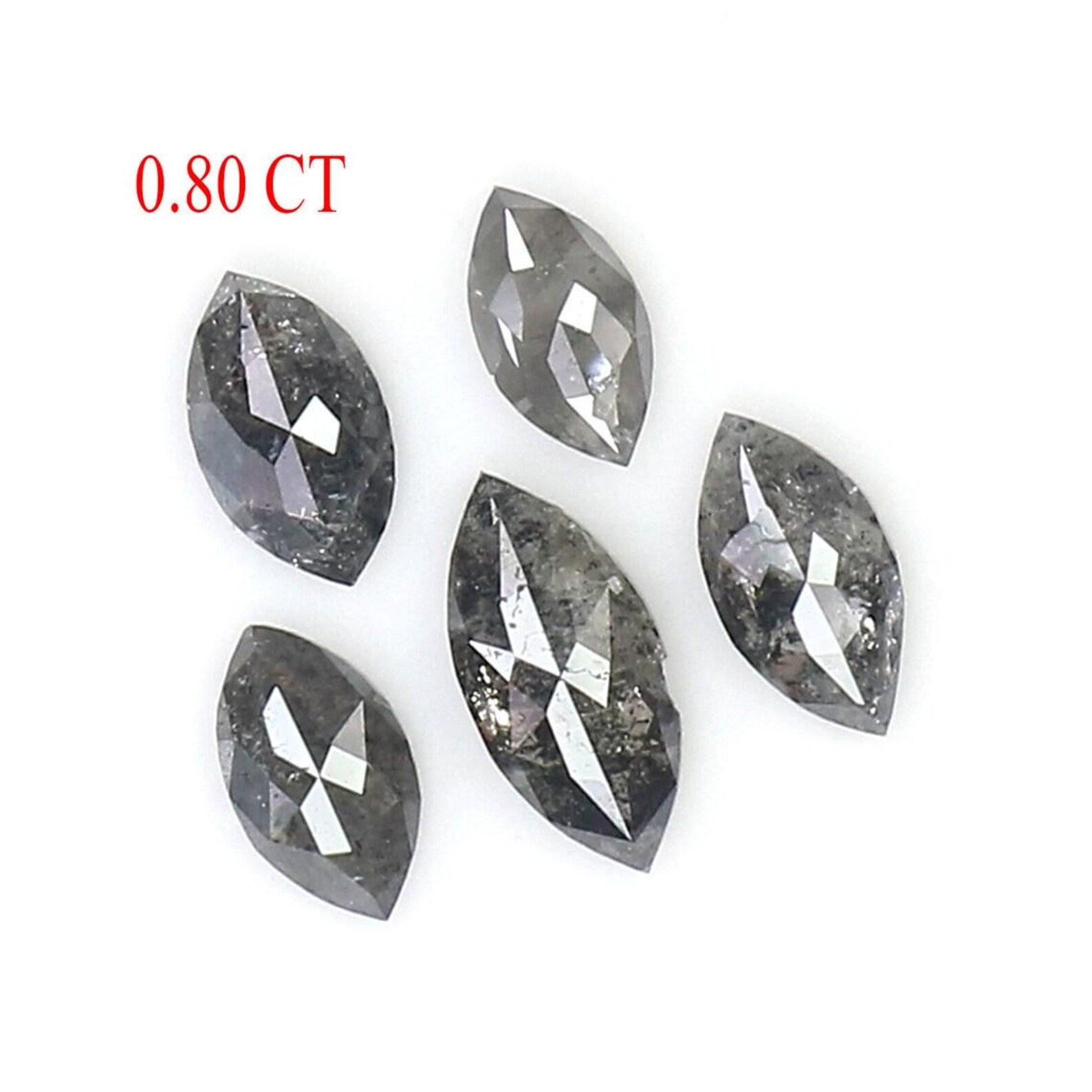 0.80 CT Natural Loose Marquise Shape Diamond Salt And Pepper Marquise Cut Diamond 6.30 MM Black Grey Color Marquise Rose Cut Diamond NQ2424