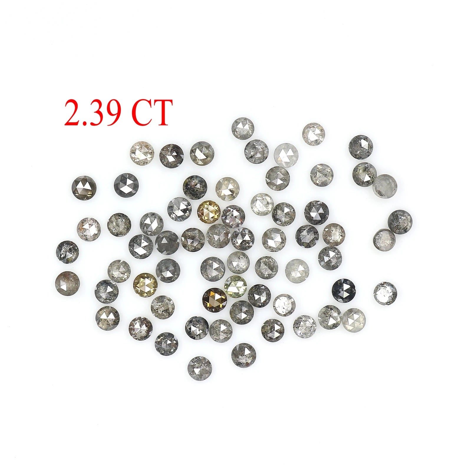 2.39 Ct Natural Loose Round Rose Cut Diamond Salt And Pepper Diamond 1.90 MM Natural Diamond Black Grey Color Round Rose Cut Diamond NQ2503