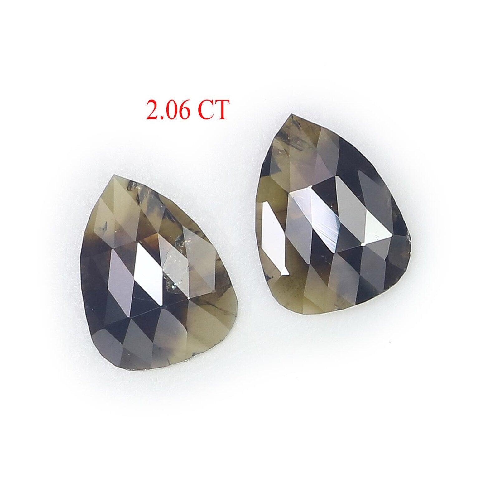 2.06 CT Natural Loose Pear Shape Pair Diamond Black Color Pear Cut Diamond 8.20 MM Natural Black Brown Color Pear Rose Cut Diamond NQ8226