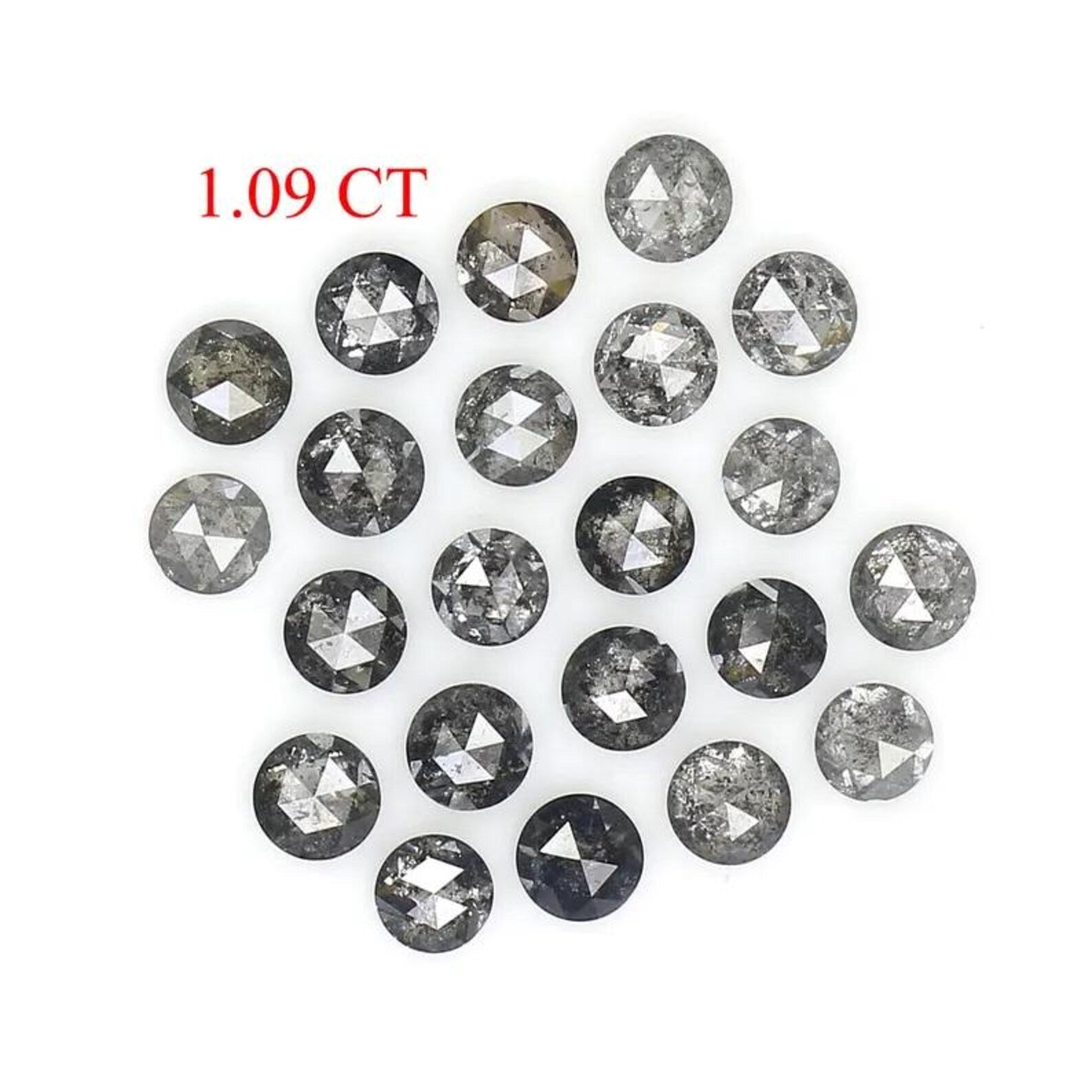 1.09 CT Natural Loose Round Rose Cut Diamond Salt And Pepper Round Diamond 2.10 MM Natural Black Grey Color Round Rose Cut Diamond NQ1792