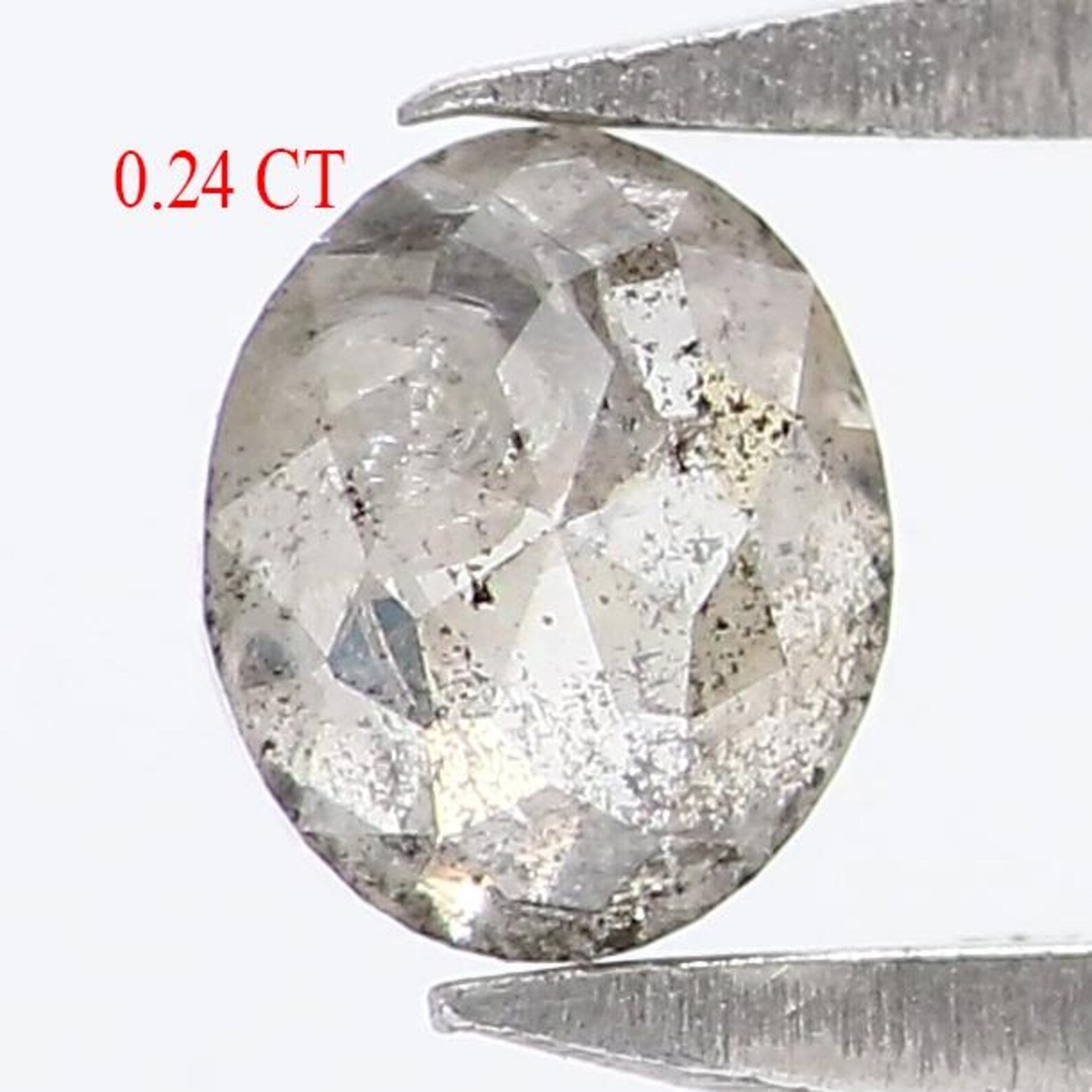 0.24 Ct Natural Loose Oval Shape Diamond Salt And Pepper Oval Cut Diamond 4.00 MM Natural Black Grey Color Oval Rose Cut Diamond NQ9304