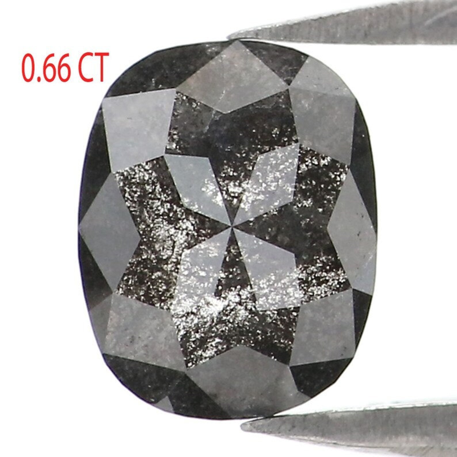 0.66 CT Natural Loose Cushion Shape Diamond Salt And Pepper Cushion Diamond 6.70 MM Natural Black Grey Color Cushion Rose Cut Diamond NQ2100