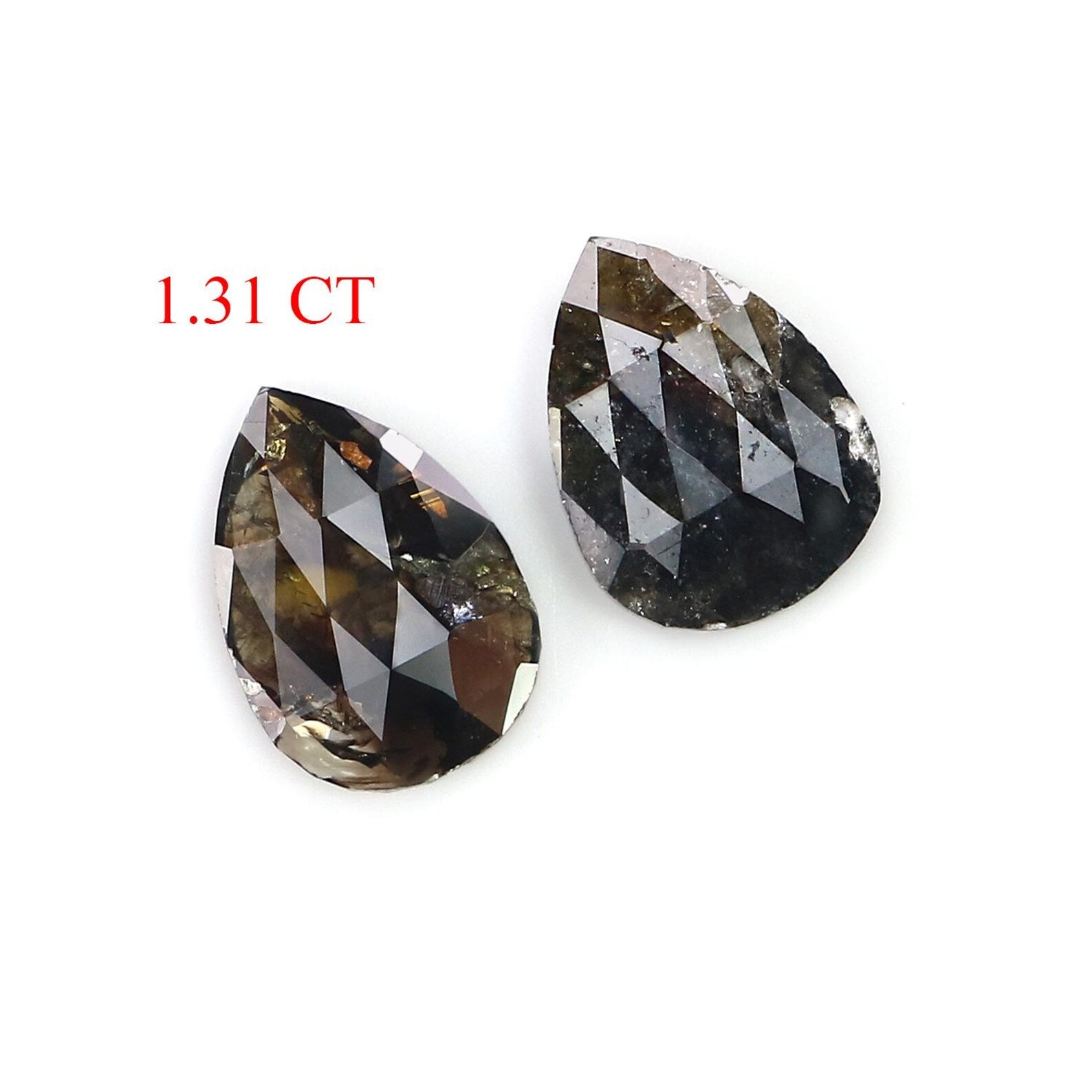 1.31 CT Natural Loose Pear Cut Pair Diamond Black Color Pear Shape Diamond 8.60 MM Natural Diamond Brown Color Pear Rose Cut Diamond NQ2548