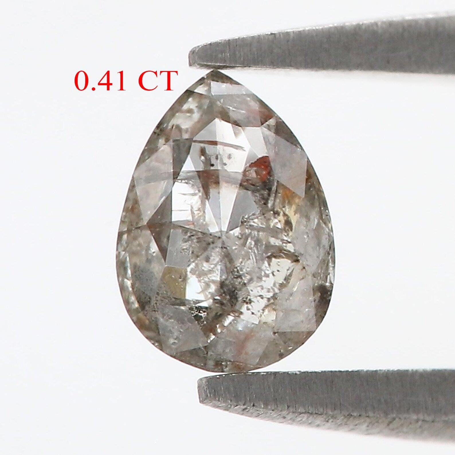 0.41 CT Natural Loose Pear Shape Diamond Salt And Pepper Pear Cut Diamond 5.95 MM Natural Loose Diamond Pear Shape Rose Cut Diamond QN554
