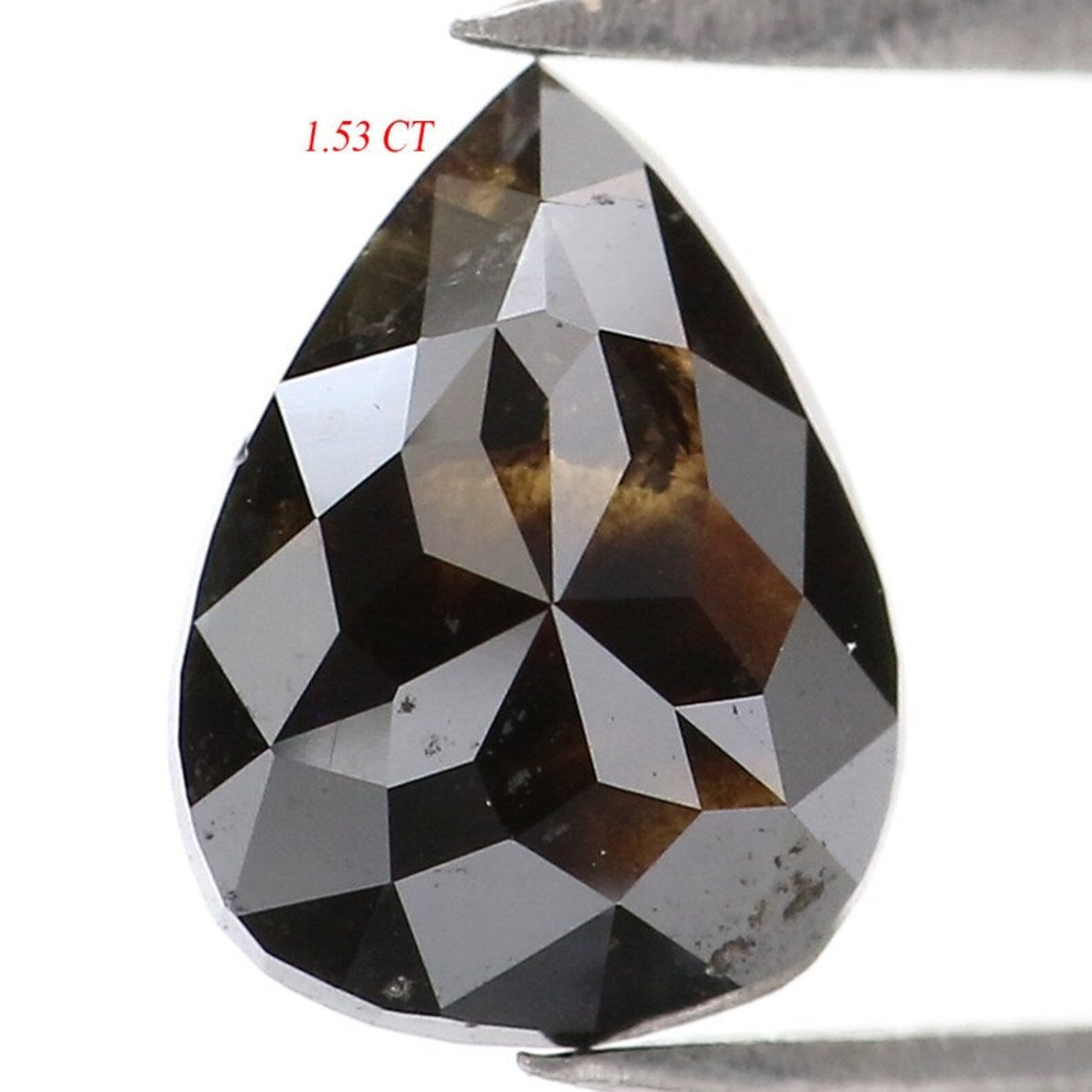 1.53 CT Natural Loose Pear Shape Diamond Black Brown Color Pear Cut Diamond 8.25 MM Natural Black Brown Color Pear Rose Cut Diamond NQ9263