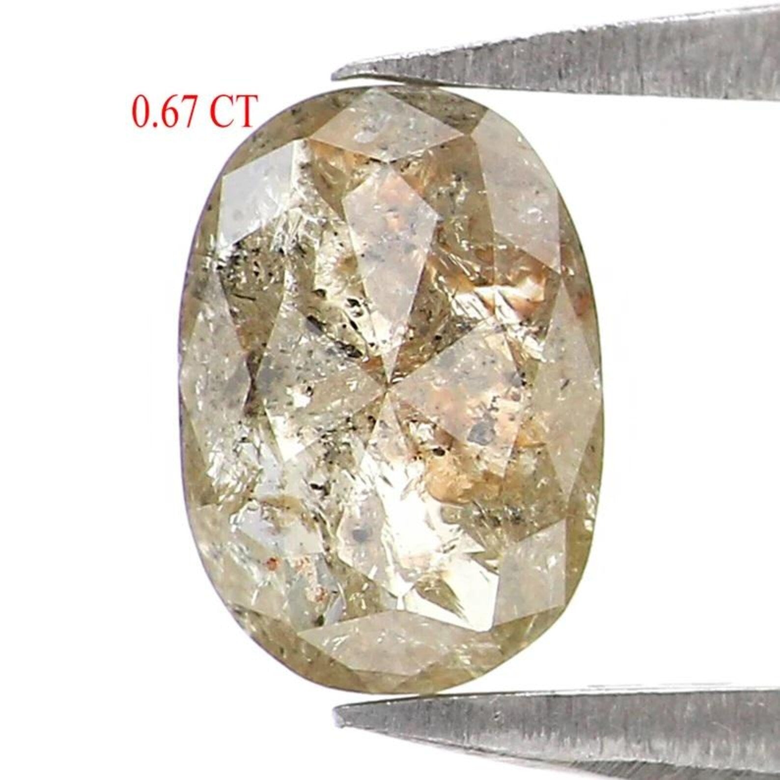0.67 CT Natural Loose Oval Shape Diamond Salt And Pepper Oval Diamond 6.45 MM Natural Loose Diamond Gray Color Oval Rose Cut Diamond NQ416