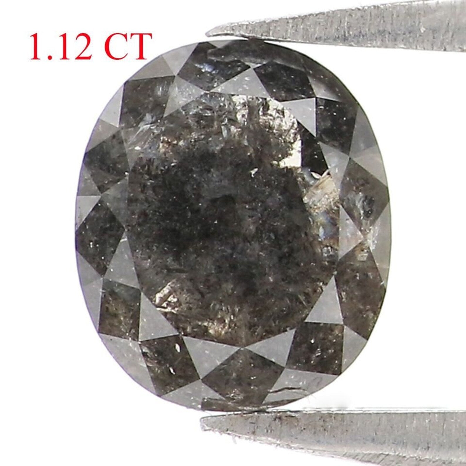 1.12 Ct Natural Loose Oval Shape Diamond Salt And Pepper Oval Diamond 6.60 MM Natural Black Grey Color Oval Rose Cut Diamond QN2360
