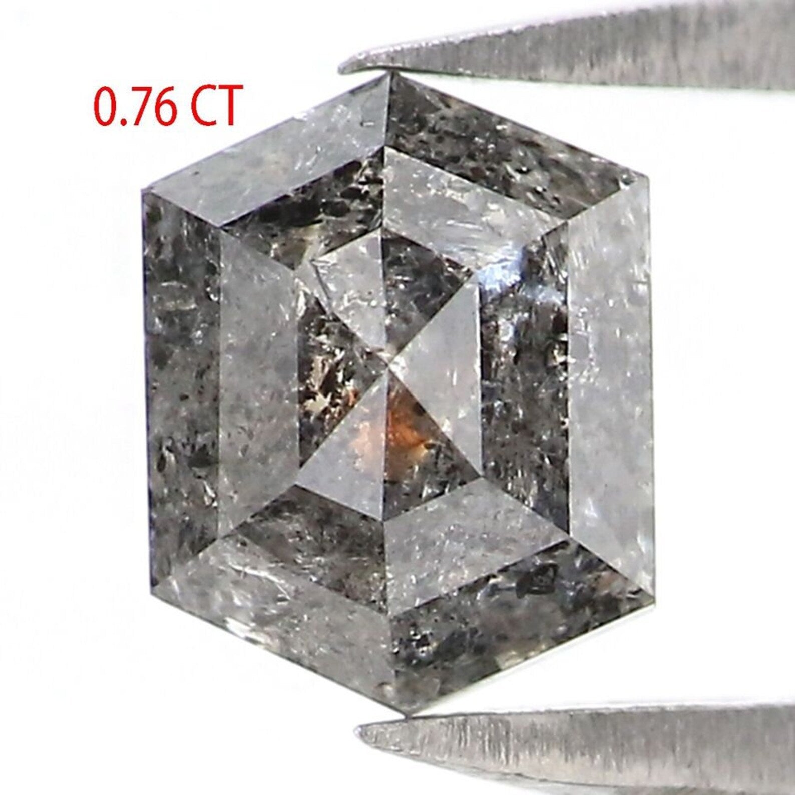 0.76 CT Natural Loose Hexagon Shape Diamond Salt And Pepper Hexagon Cut Diamond 5.95 MM Natural Loose Hexagon Shape Rose Cut Diamond QN2187