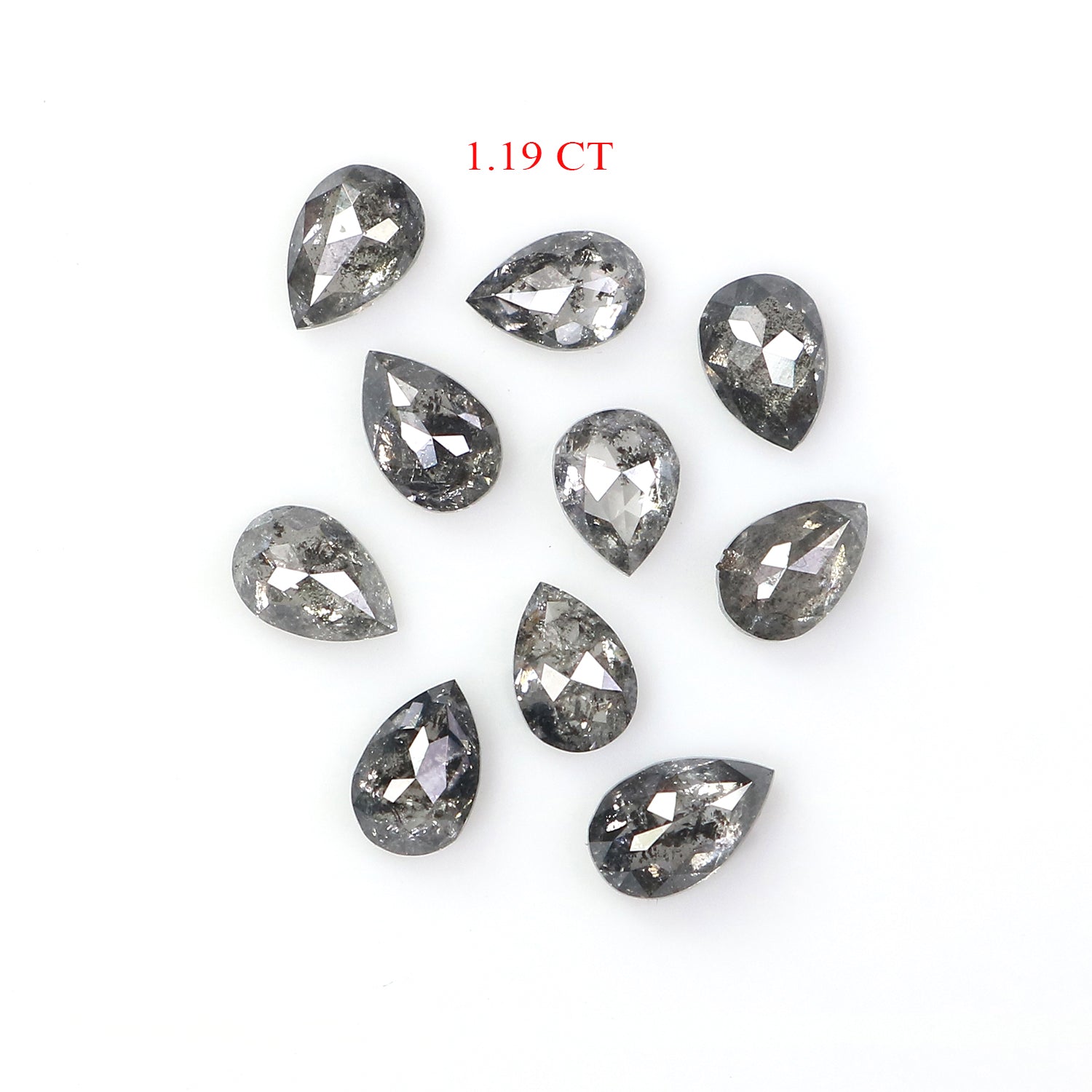 1.19 CT Natural Loose Pear Shape Diamond Salt And Pepper Pear Diamond 3.55 MM Natural Loose Black Grey Color Pear Rose Cut Diamond QL1294