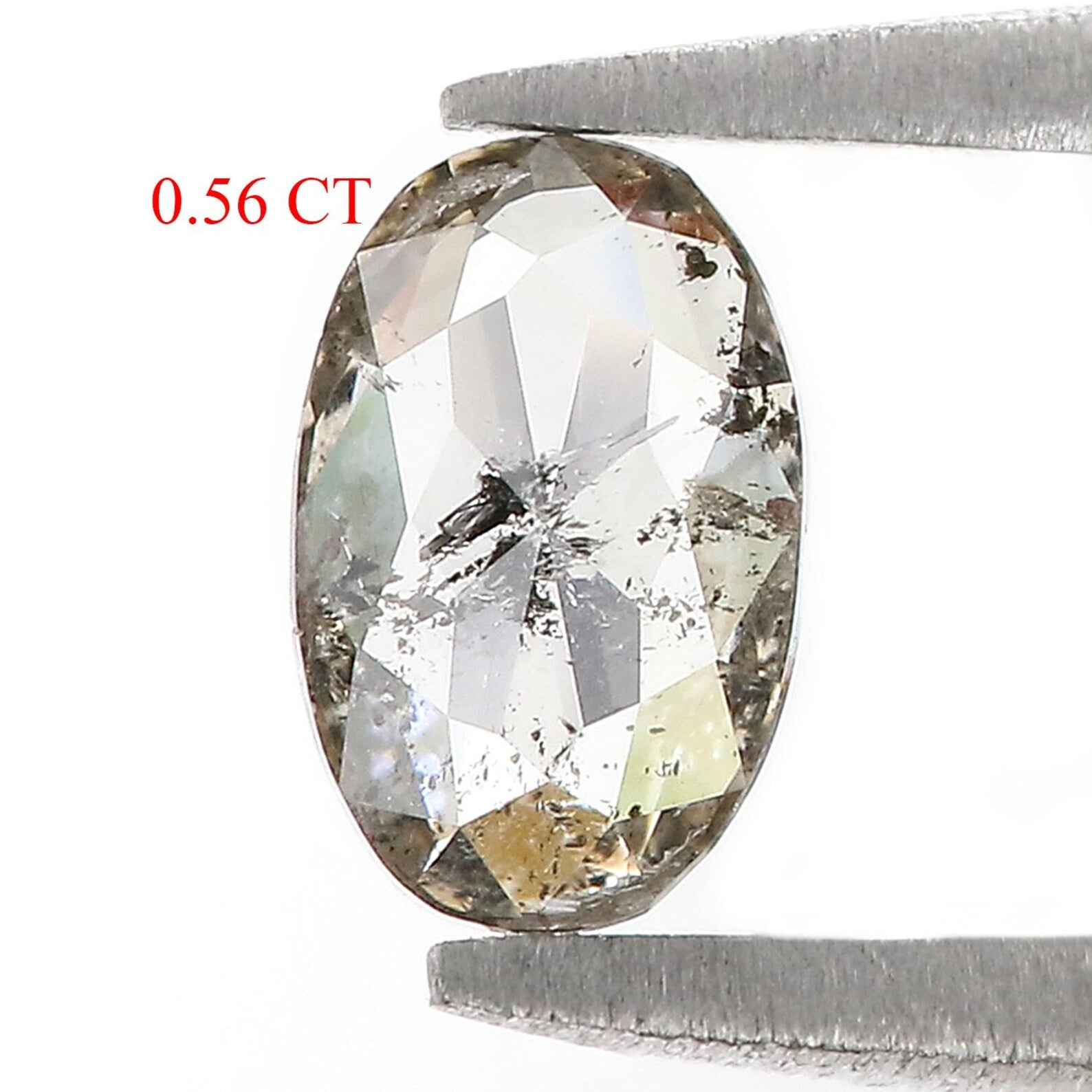 0.56 CT Natural Loose Oval Shape Diamond Salt And Pepper Oval Cut Diamond 6.55 MM Natural Loose Diamond Oval Shape Rose Cut Diamond QN578