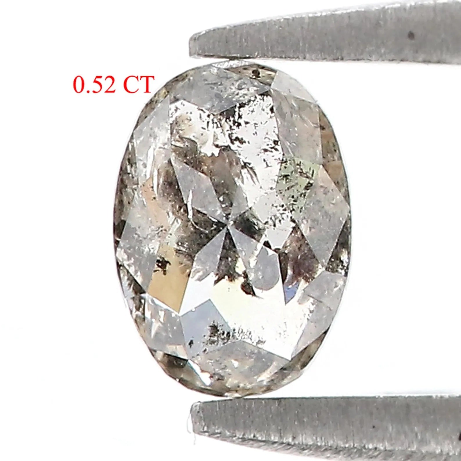 0.52 Ct Natural Loose Oval Shape Diamond Salt And Pepper Oval Diamond 5.80 MM Natural Black Grey Color Oval Rose Cut Diamond QN982