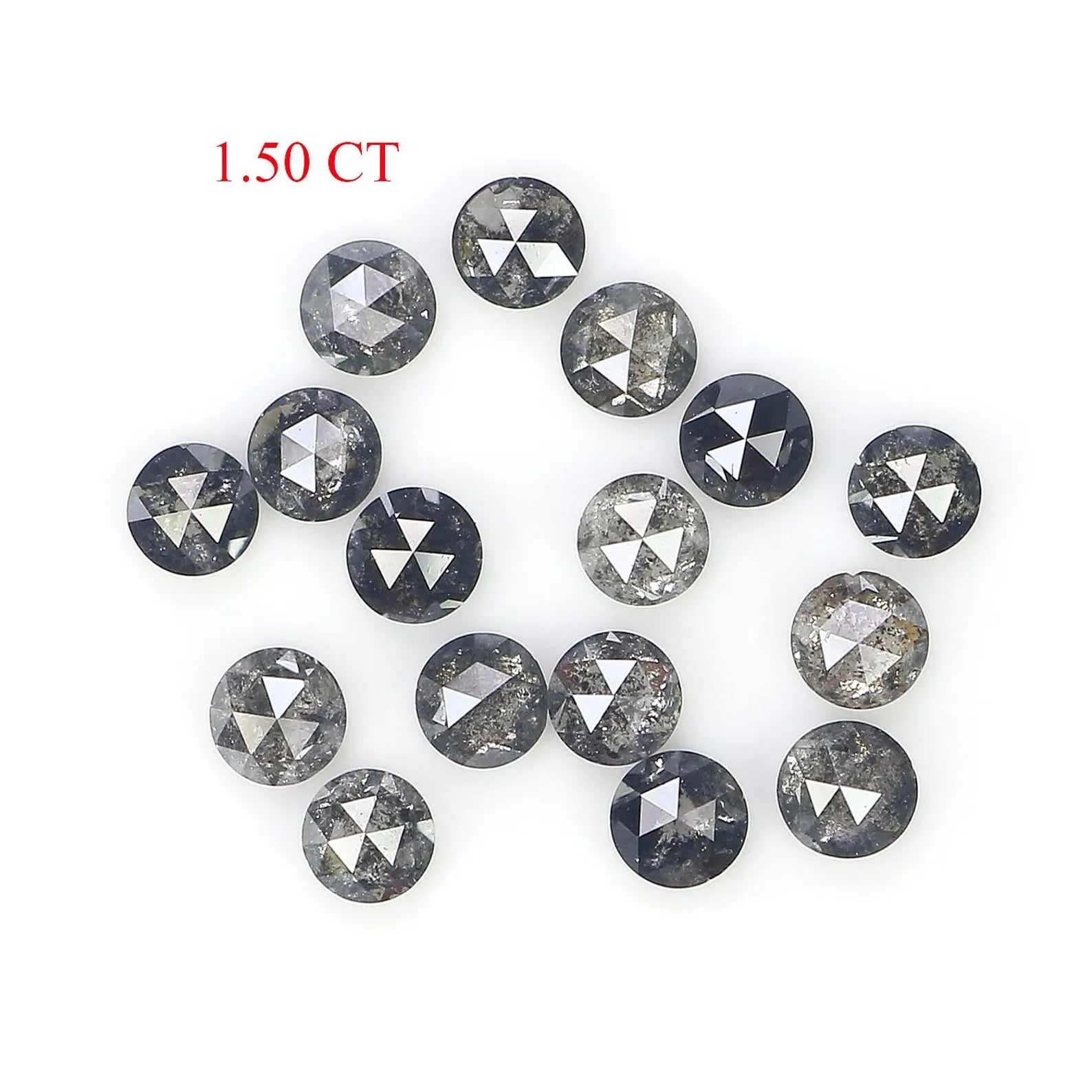 1.50 CT Natural Loose Rose Cut Diamond Salt And Pepper Diamond 2.70 MM Natural Loose Diamond Black Grey Color Round Rose Cut Diamond NQ1793