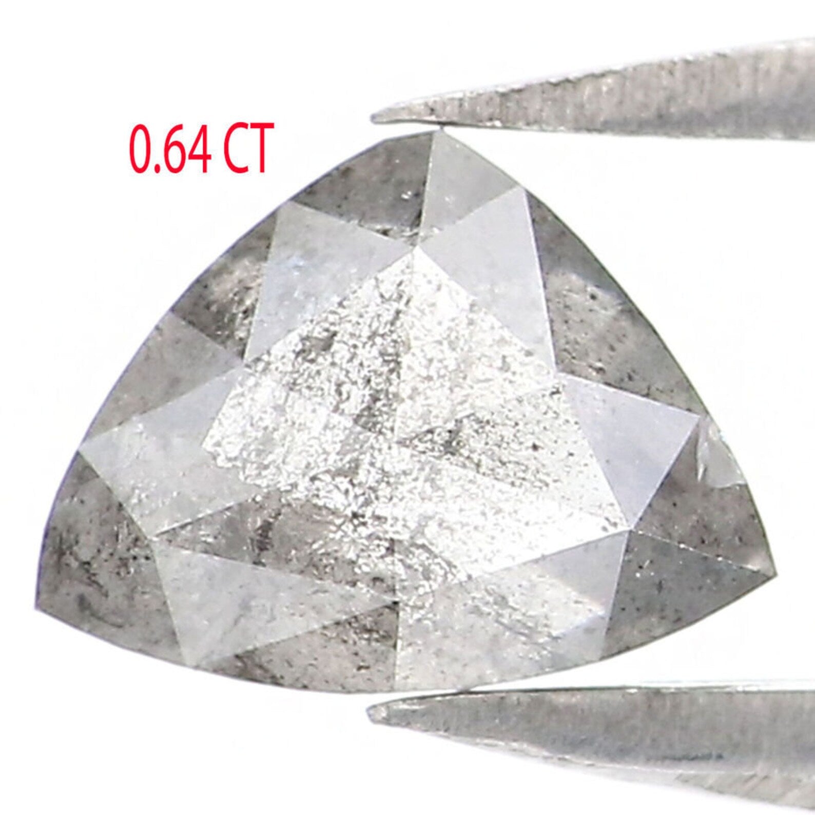 0.64 Ct Natural Loose Triangle Shape Diamond Salt And Pepper Triangle Diamond 4.80 MM Natural Black Grey Color Triangle Cut Diamond NQ8972