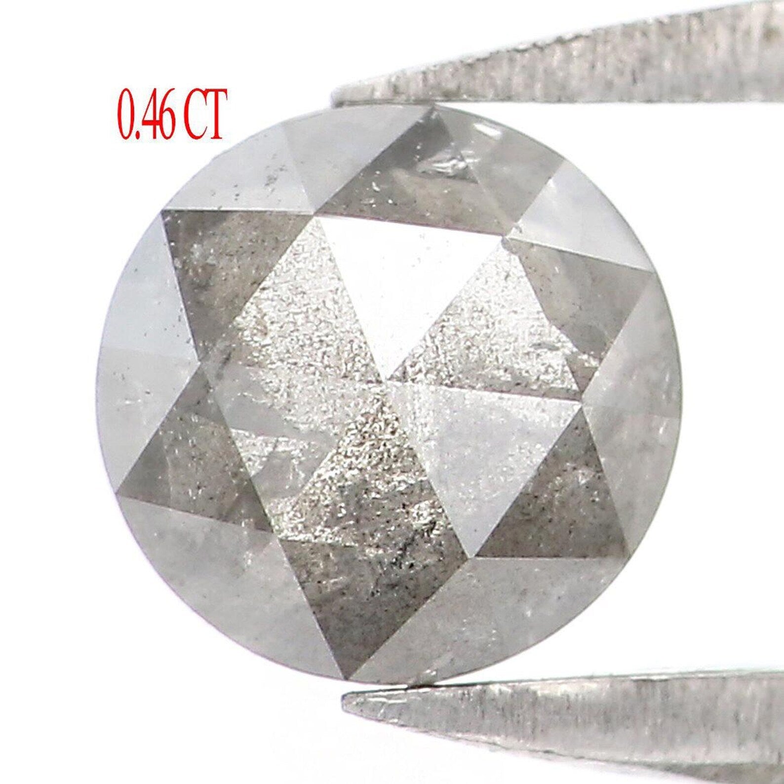 0.46 CT Natural Loose Round Shape Diamond Salt And Pepper Round Diamond 4.70 MM Natural Loose Black Grey Color Round Rose Cut Diamond NQ7449