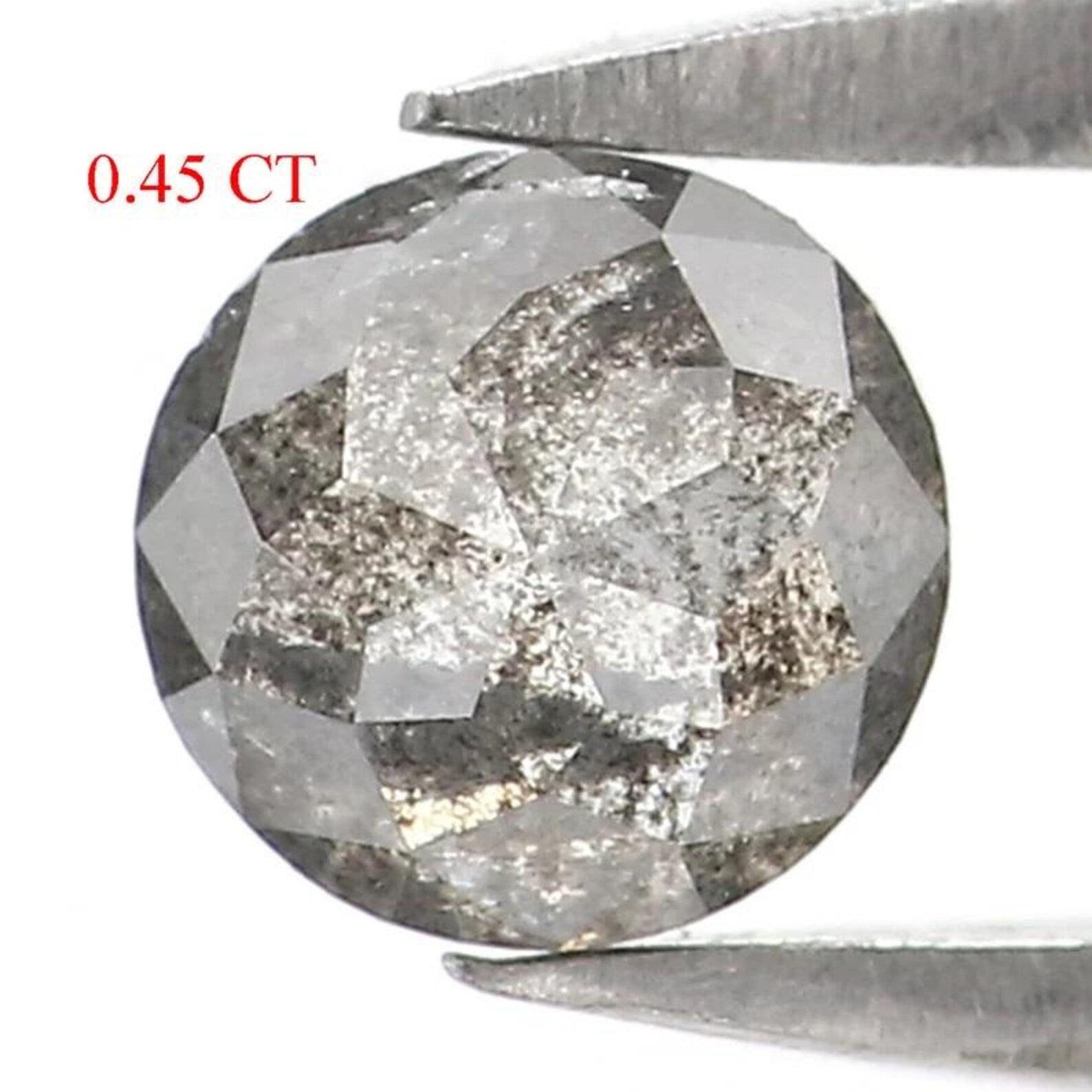 0.45 CT Natural Loose Round Shape Diamond Salt And Pepper Round Cut Diamond 4.50 MM Natural Black Grey Color Round Rose Cut Diamond NQ2312
