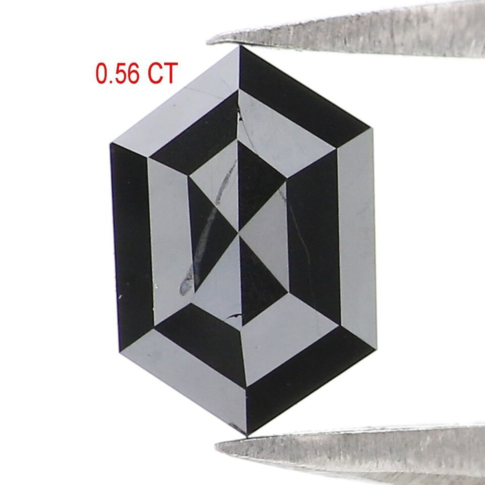 0.56 CT Natural Loose Hexagon Shape Diamond Black Color Hexagon Cut Diamond 6.85 MM Natural Diamond Black Hexagon Rose Cut Diamond QN2233