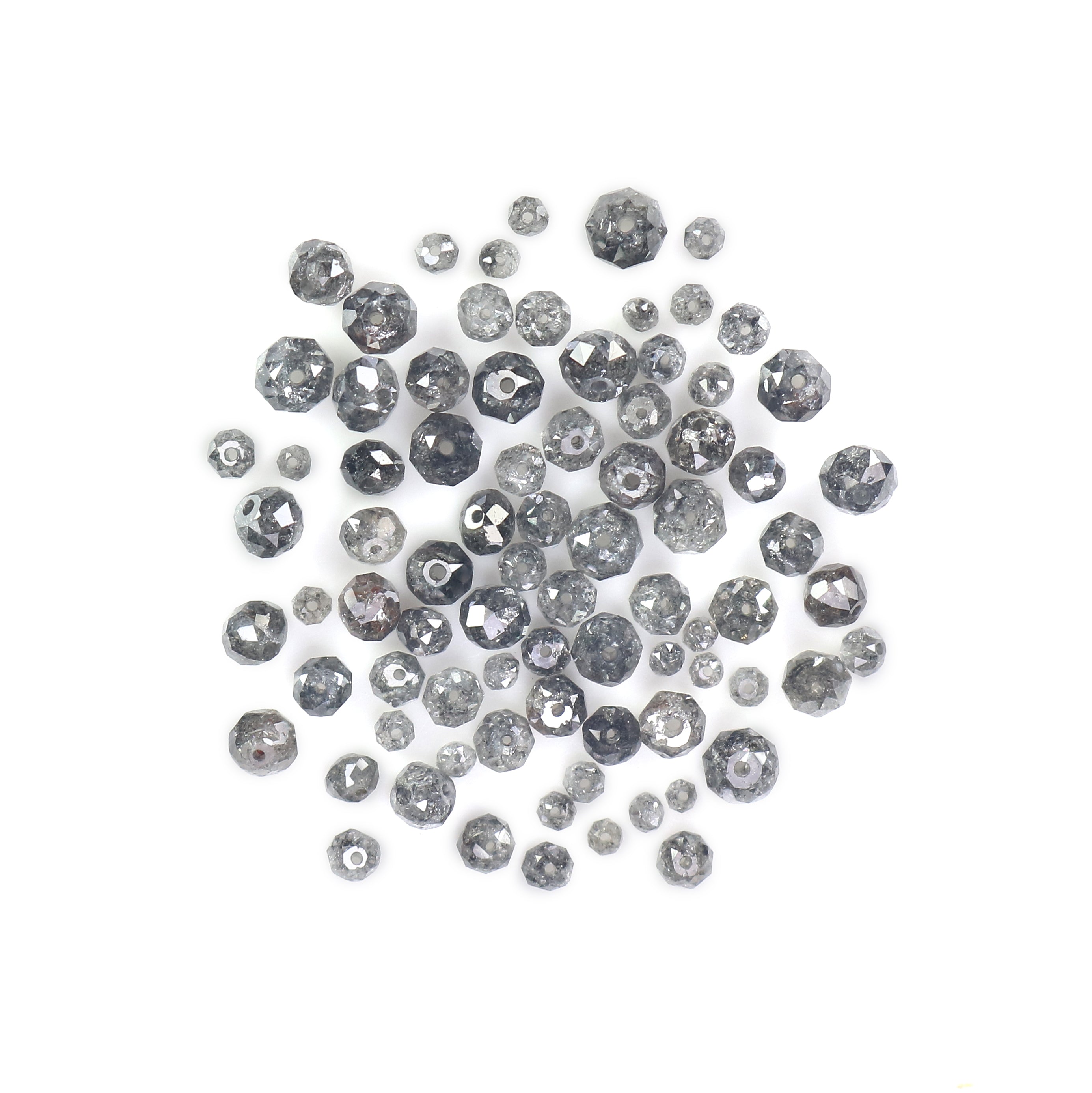 1.00 Ct scoop Natural Loose Bead Shape Diamond Salt And Pepper Bead Cut Diamond 1.50 to 3.10 MM Natural Black Grey Color Bead Diamond Q53