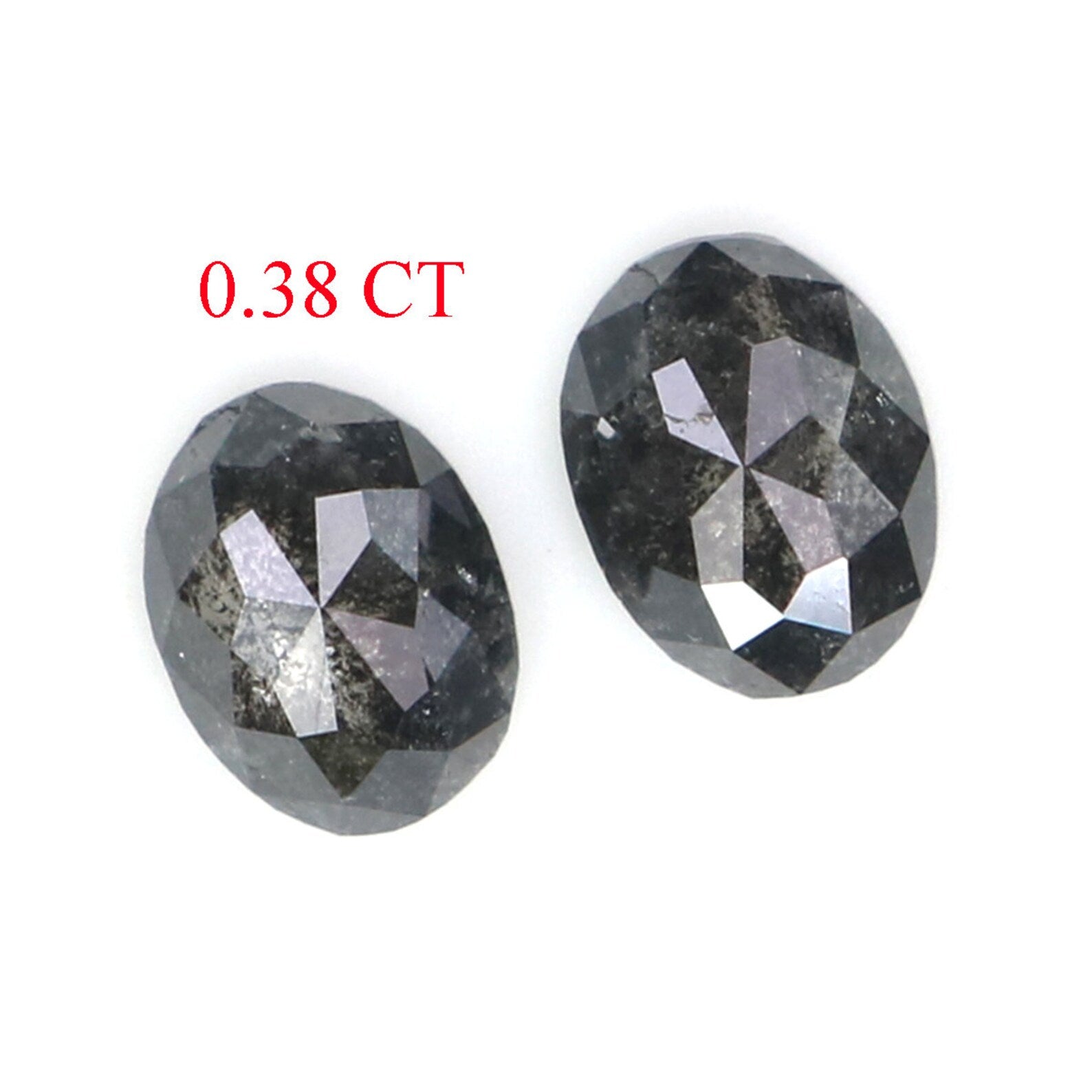 Natural Loose Oval Diamond, Salt And Pepper Oval Diamond, Natural Loose Diamond, Oval Rose Cut Diamond, 0.38 CT Oval Shape Diamond KDN2293
