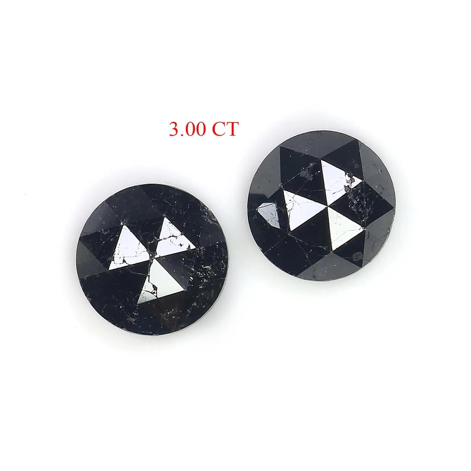 3.00 CT Natural Loose Round Shape Pair Diamond Black Color Round Diamond 7.20 MM Natural Diamond Black Color Round Rose Cut Diamond NQ1736
