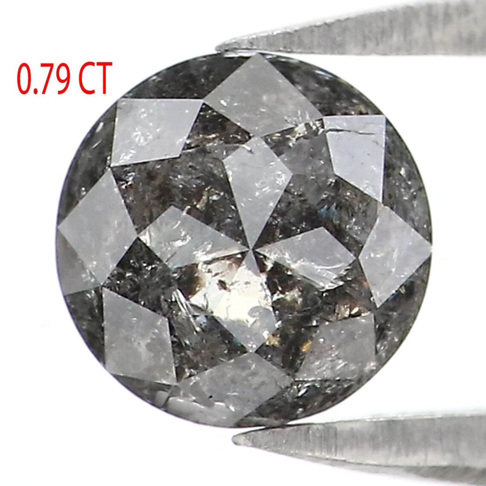 0.79 Ct Natural Loose Round Rose Cut Diamond Salt And Pepper Round Cut Diamond 5.50 MM Natural Black Grey Color Round Cut Diamond NQ2085