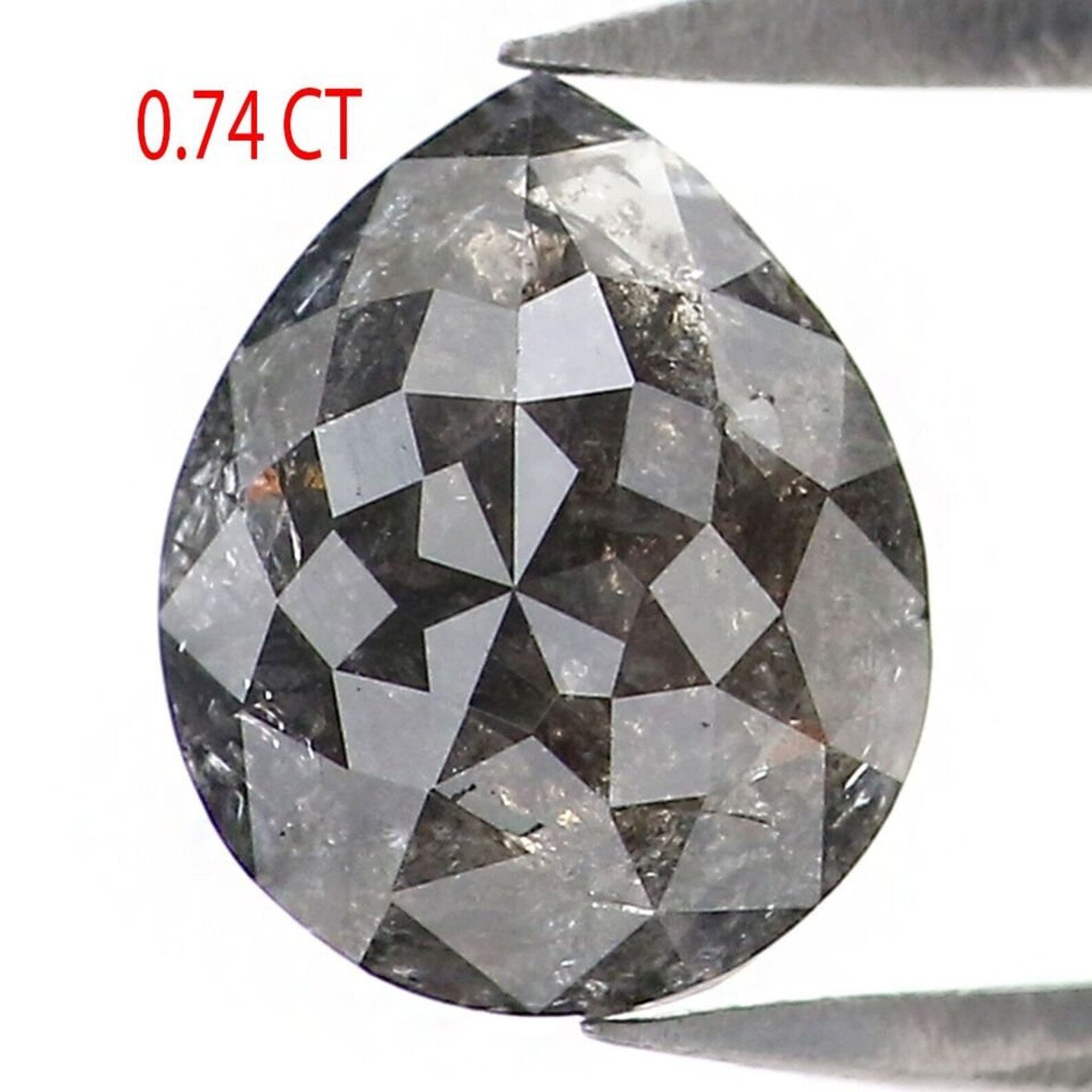 0.74 CT Natural Loose Pear Shape Diamond Salt And Pepper Pear Diamond 7.00 MM Natural Loose Black Grey Color Pear Rose Cut Diamond NQ9225