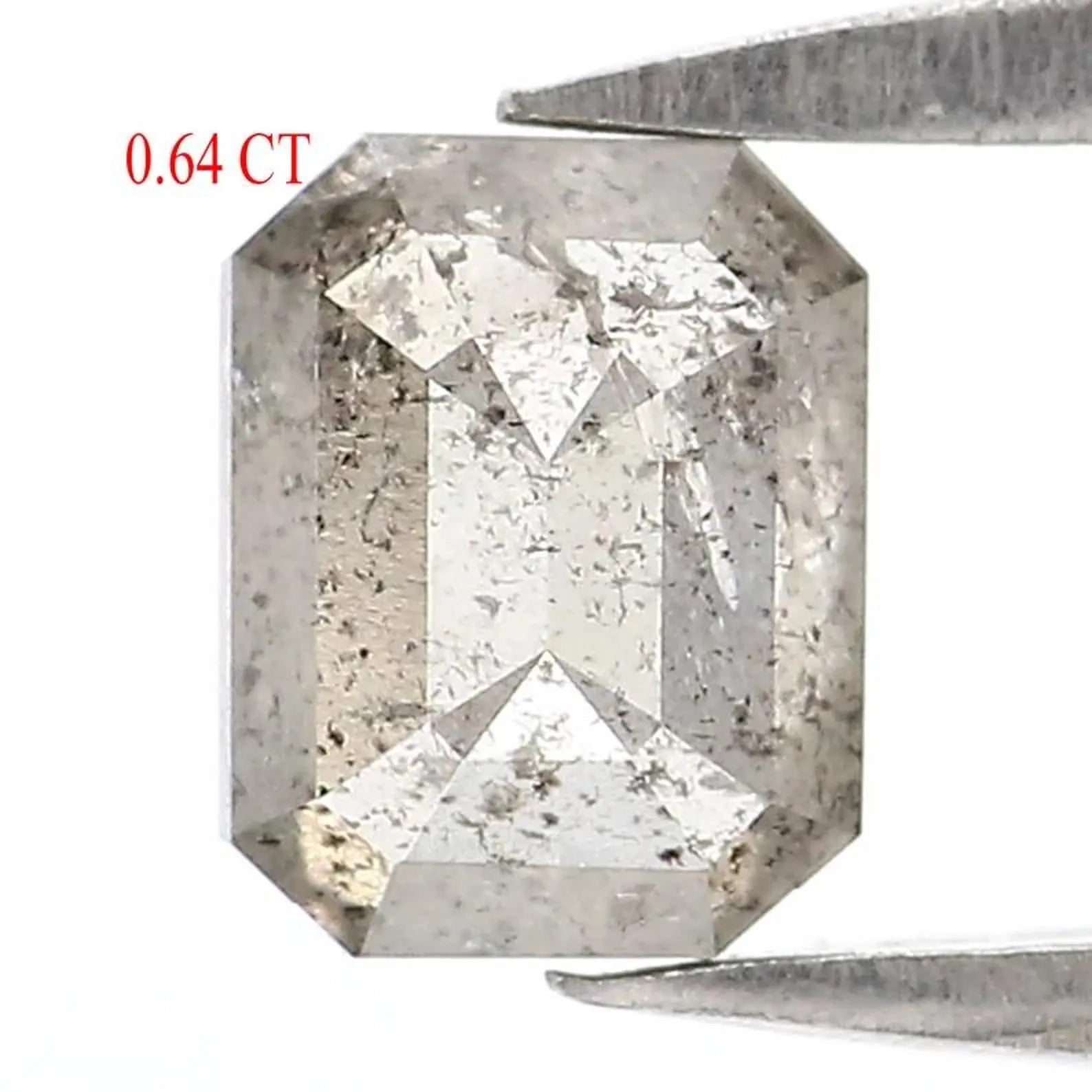 0.64 CT Natural Loose Emerald Shape Diamond Salt And Pepper Emerald Diamond 5.55 MM Natural Black Grey Color Emerald Rose Cut Diamond NQ2444