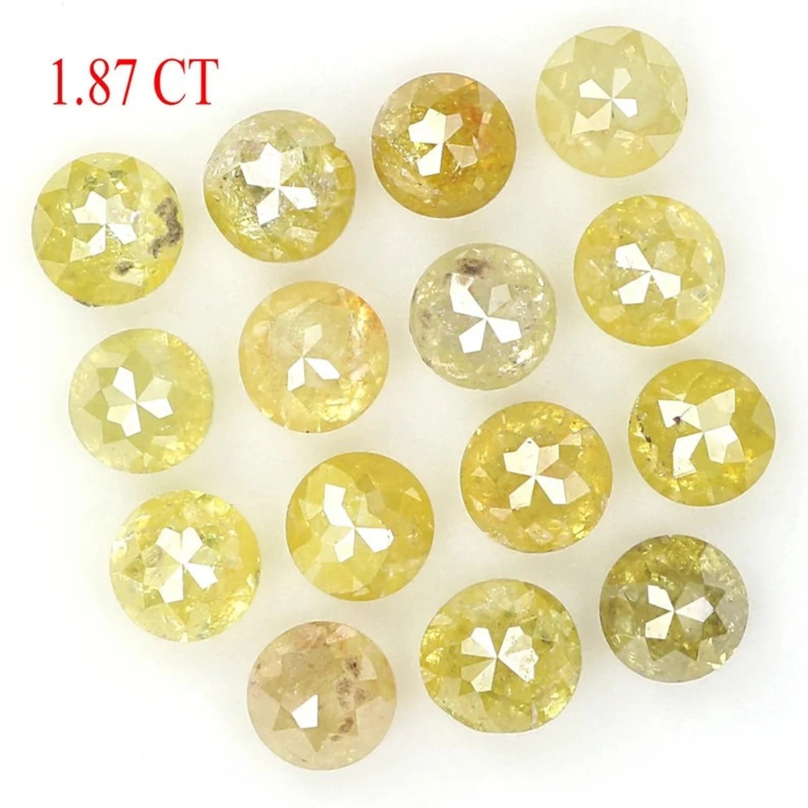 1.87 CT Natural Loose Diamond Round Shape Diamond Yellow Color Round Cut Diamond 1.85 MM Natural Loose Diamond Round Rose Cut Diamond NQ1694