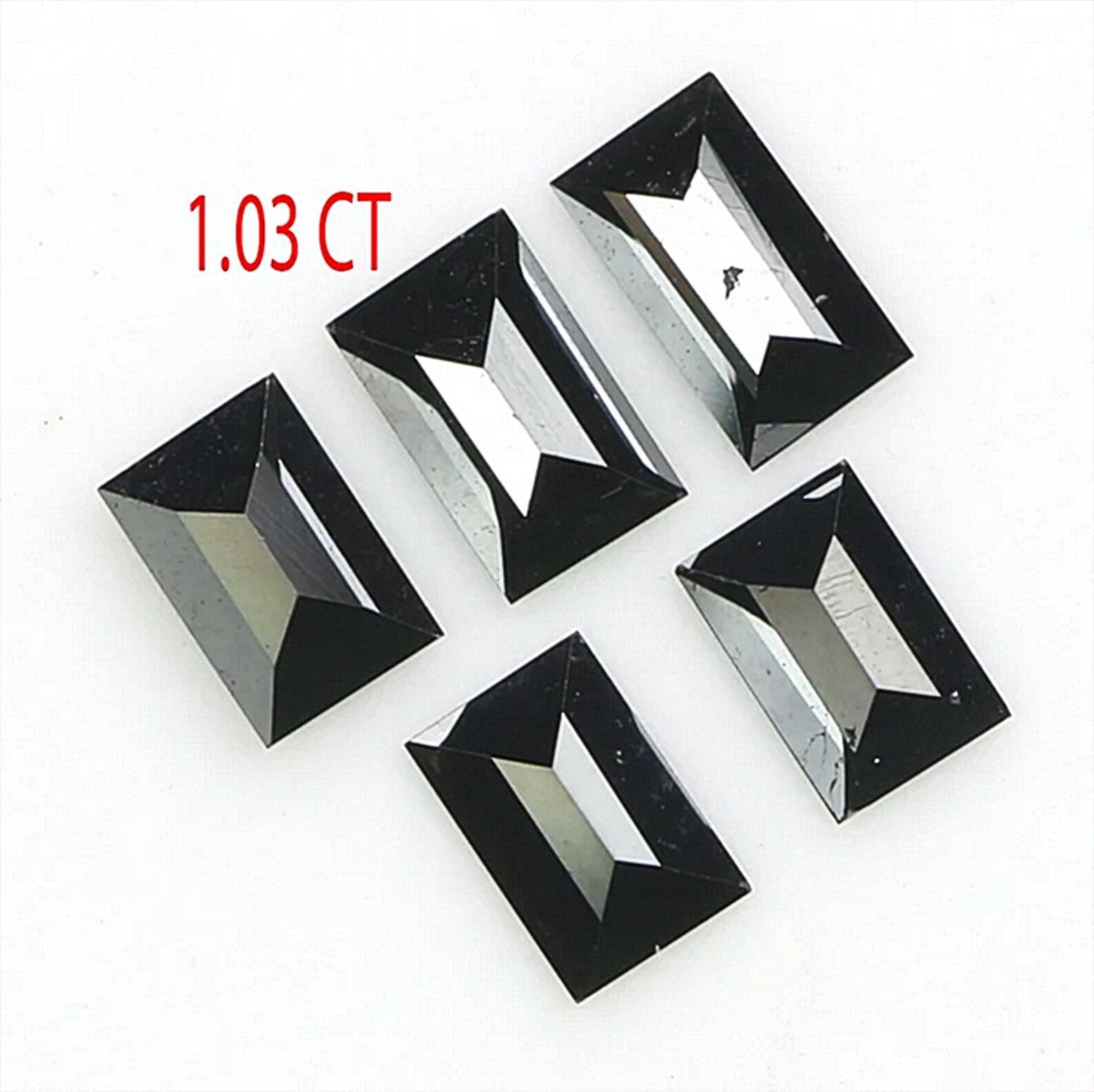 1.03 CT Natural Loose Baguette Shape Diamond Black Color Baguette Cut Diamond 4.35 MM Natural Loose Black Baguette Rose Cut Diamond QN1371