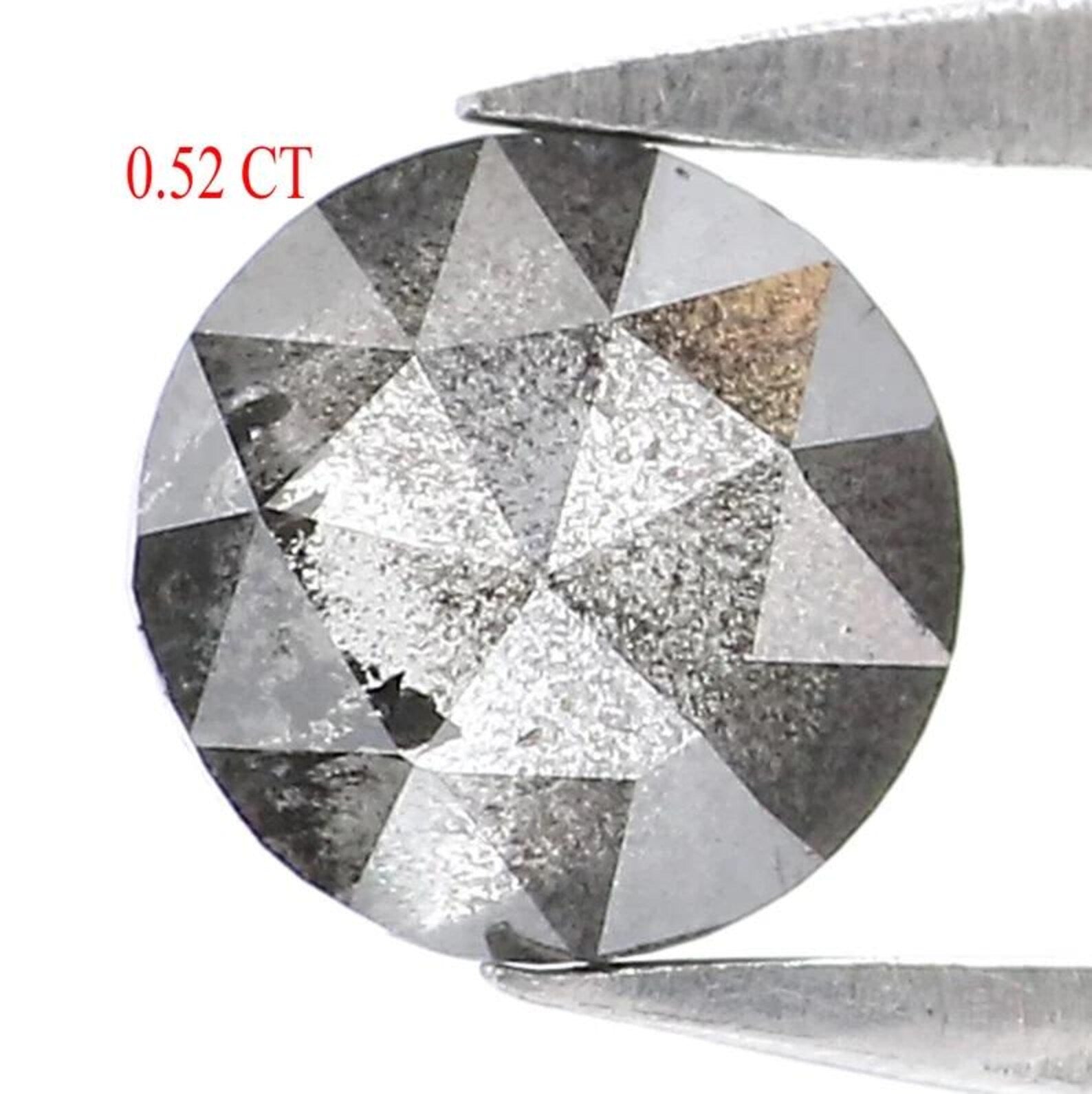 0.52 CT Natural Loose Round Shape Diamond Salt And Pepper Round Cut Diamond 4.95 MM Natural Black Grey Color Round Rose Cut Diamond NQ2435