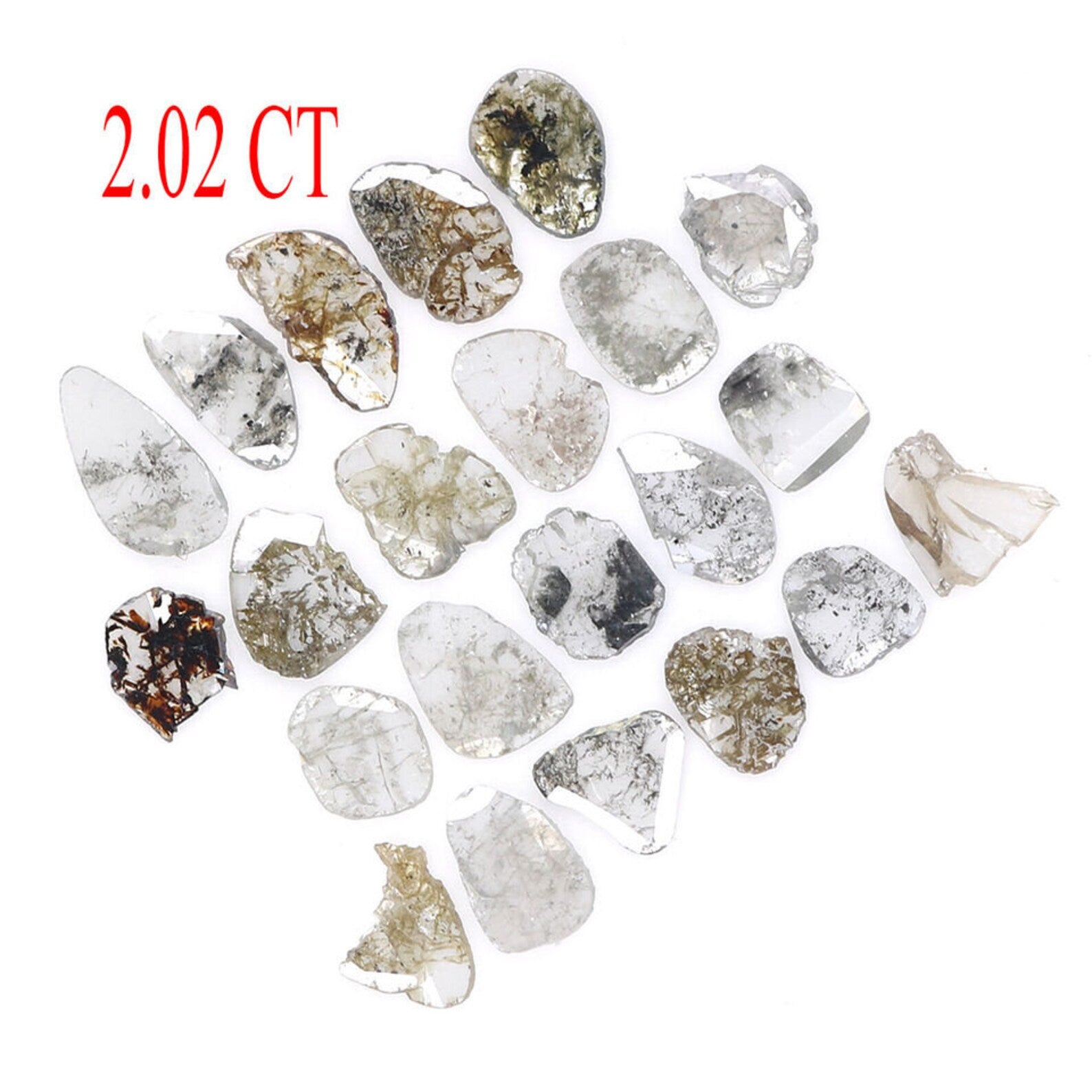 2.02 CT Natural Loose Slice Cut Diamond Salt And Pepper Slice Diamond 4.15 MM Natural Black Grey Color Diamond Slice Rose Cut Diamond NQ1739