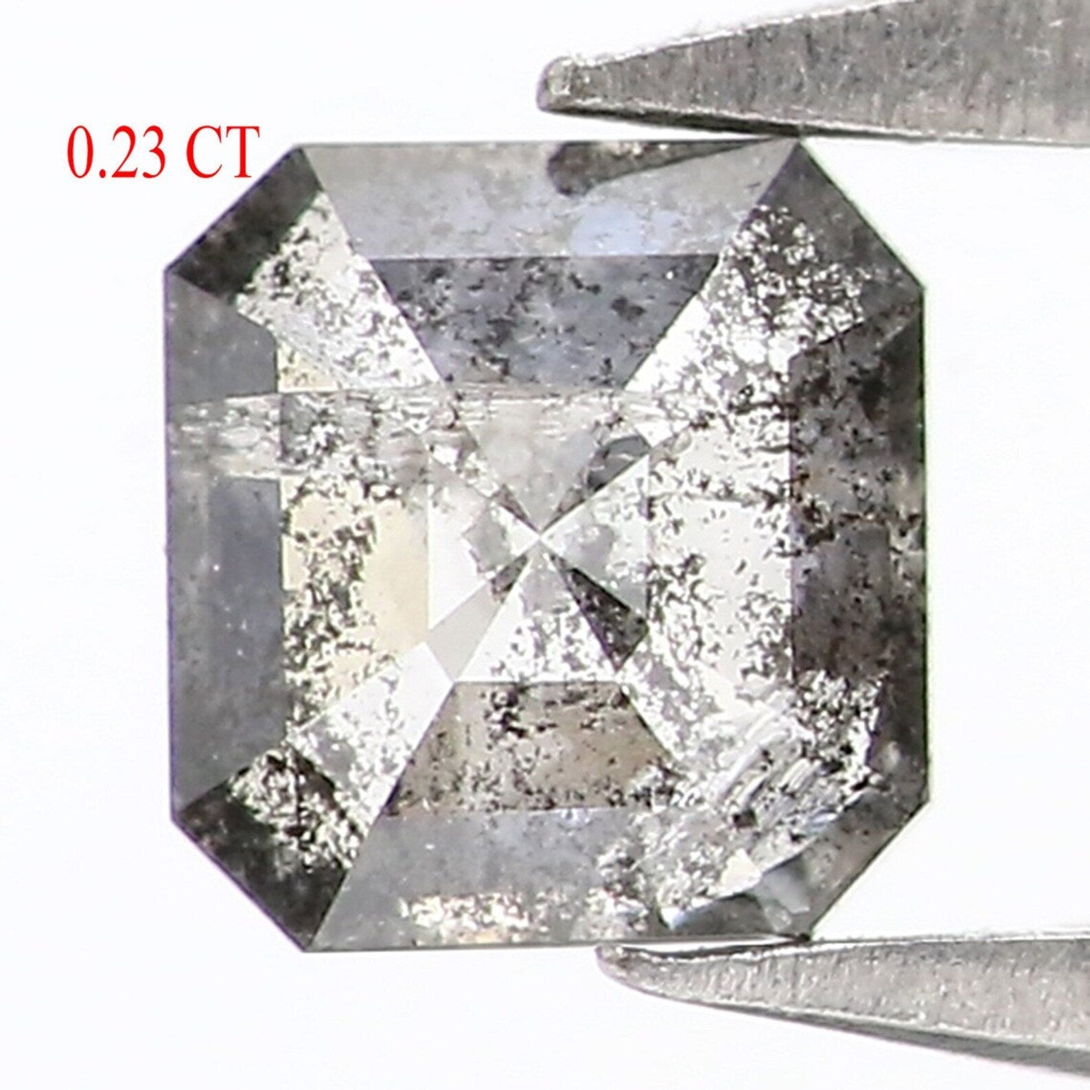 0.23 CT Natural Loose Emerald Shape Diamond Salt And Pepper Diamond 3.70 MM Natural Loose Black Grey Color Emerald Rose Cut Diamond NQ9405