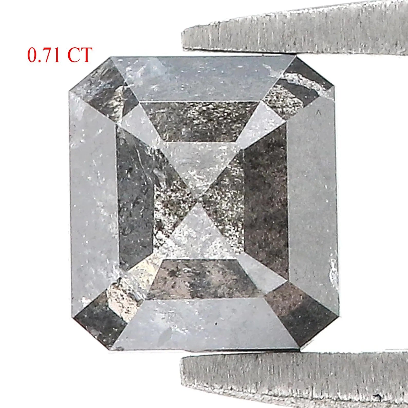 0.71 Ct Natural Loose Emerald Shape Diamond Salt And Pepper Emerald Diamond 5.10 MM Natural Black Grey Color Emerald Rose Cut Diamond QN7662