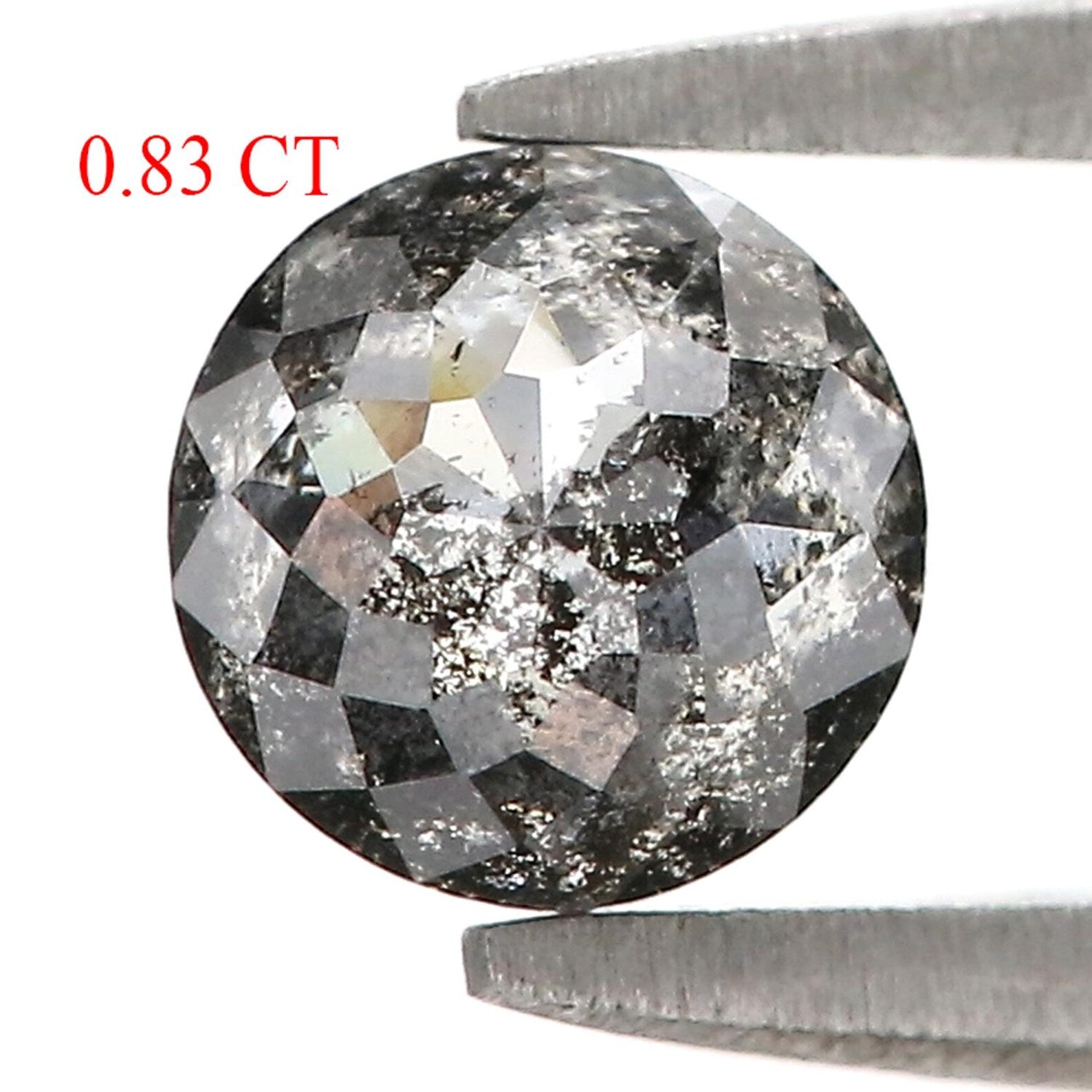 0.83 Ct Natural Loose Round Rose Cut Diamond Salt And Pepper Diamond 5.30 MM Natural Black Gray Color Round Rose Cut Diamond QN9672