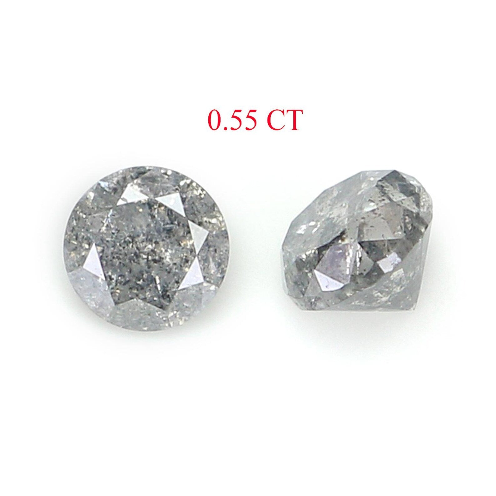 0.55 CT Natural Loose Round Shape Pair Diamond Salt And Pepper Round Diamond 3.70 MM Natural Black Grey Round Brilliant Cut Diamond NQ302