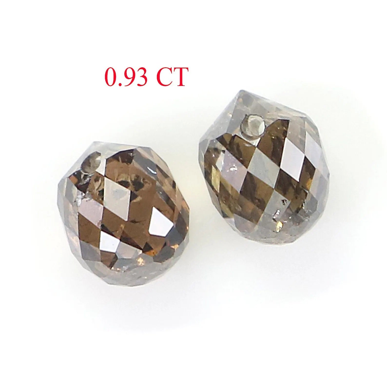 0.93 CT Natural Loose Drop Shape Pair Diamond Brown Color Briolette Diamond 4.30 MM Natural Brown Color Briolette Rose Cut Diamond NQ827