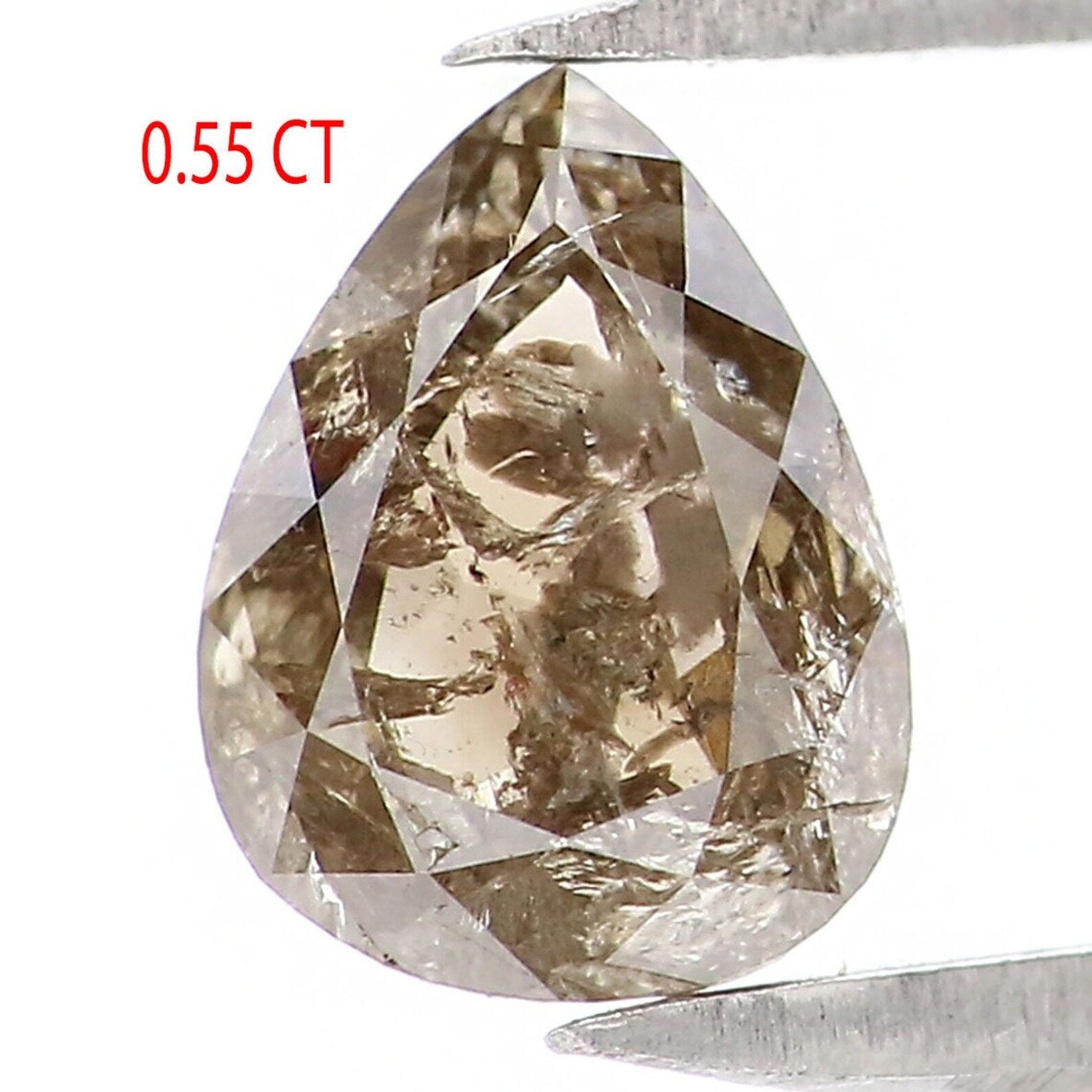 0.55 CT Natural Loose Pear Shape Diamond Grey Brown Color Pear Cut Diamond 6.05 MM Natural Loose Diamond Pear Shape Rose Cut Diamond NQ8107