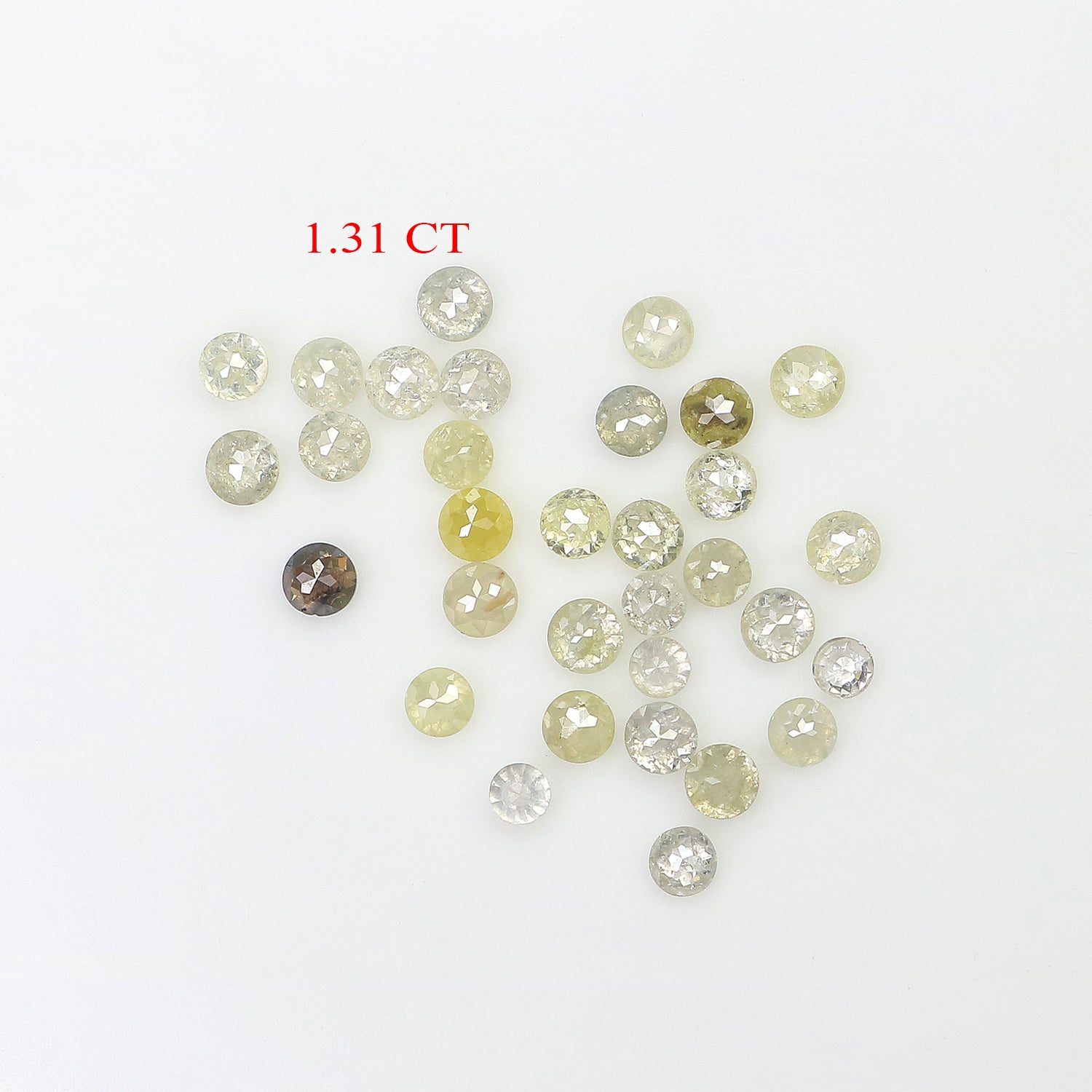 1.31 CT Natural Loose Rose Cut Diamond Grey Color Round Cut Diamond 1.70 MM Natural Loose Yellow Diamond Round Rose Cut Shape Diamond LQ1612