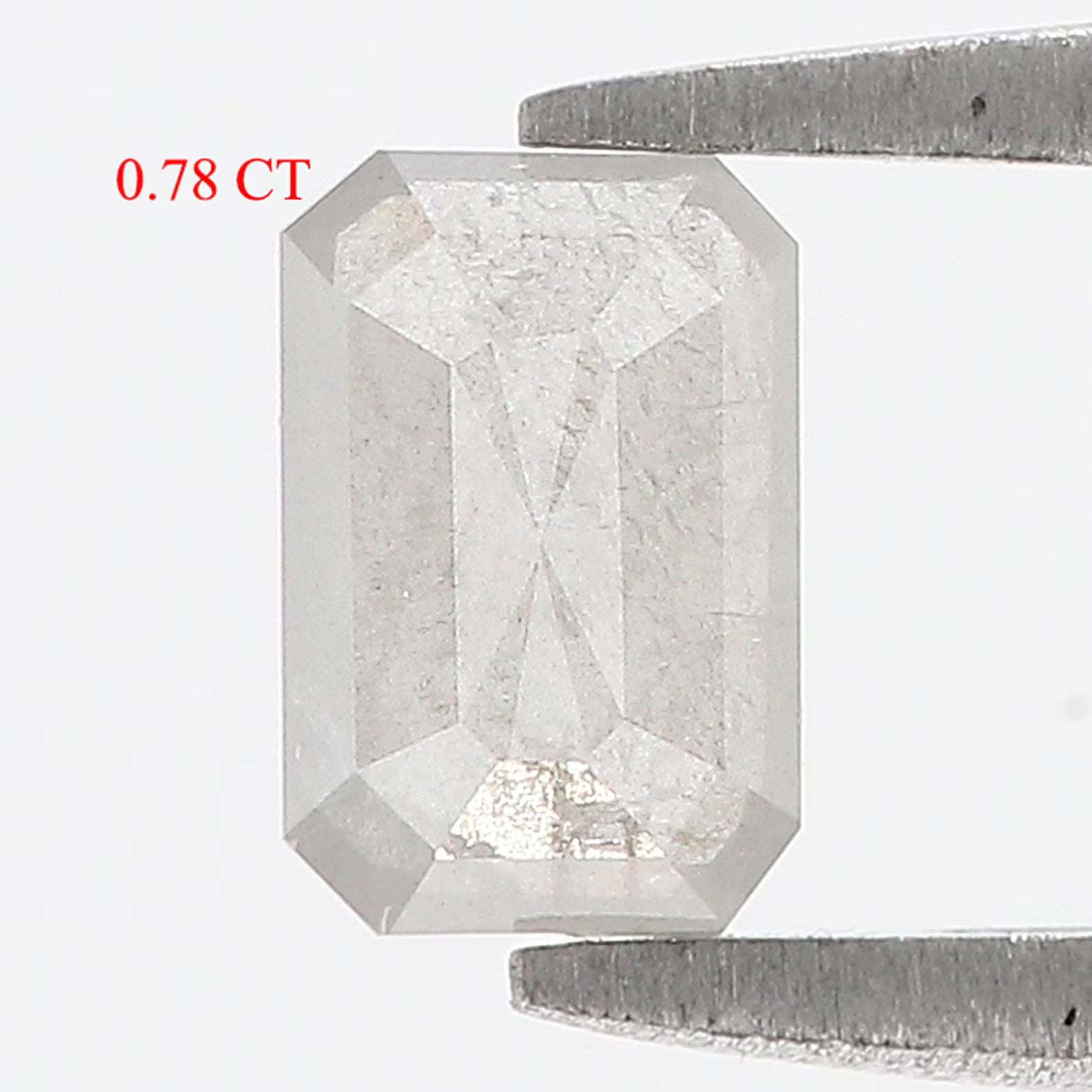 0.78 CT Natural Loose Emerald Shape Diamond Grey Color Emerald Diamond 6.80 MM Natural Diamond Grey Color Emerald Rose Cut Diamond QN9640