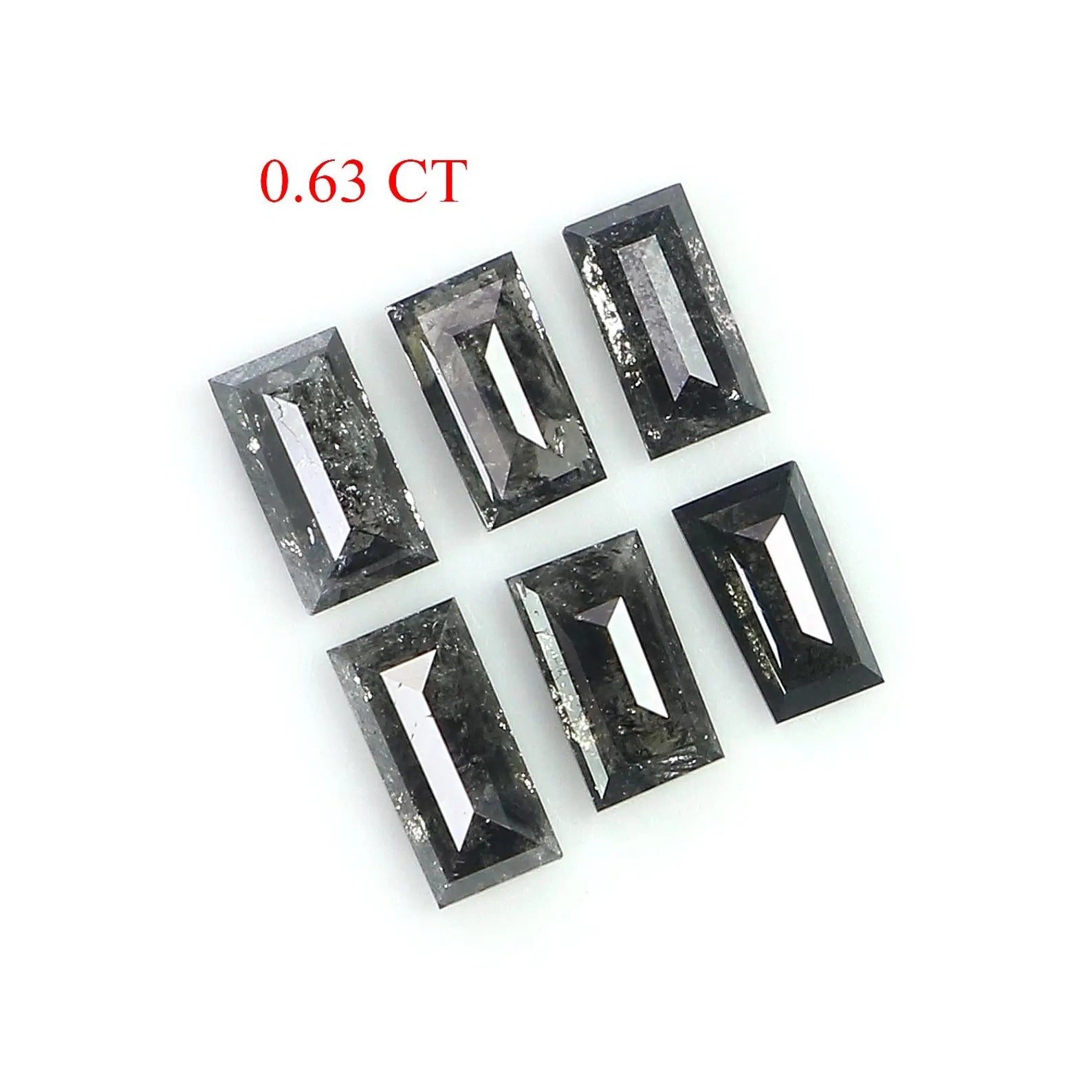 0.63 CT Natural Loose Baguette Diamond Salt And Pepper Baguette Diamond 4.10 MM Natural Black Grey Color Baguette Rose Cut Diamond NQ2413