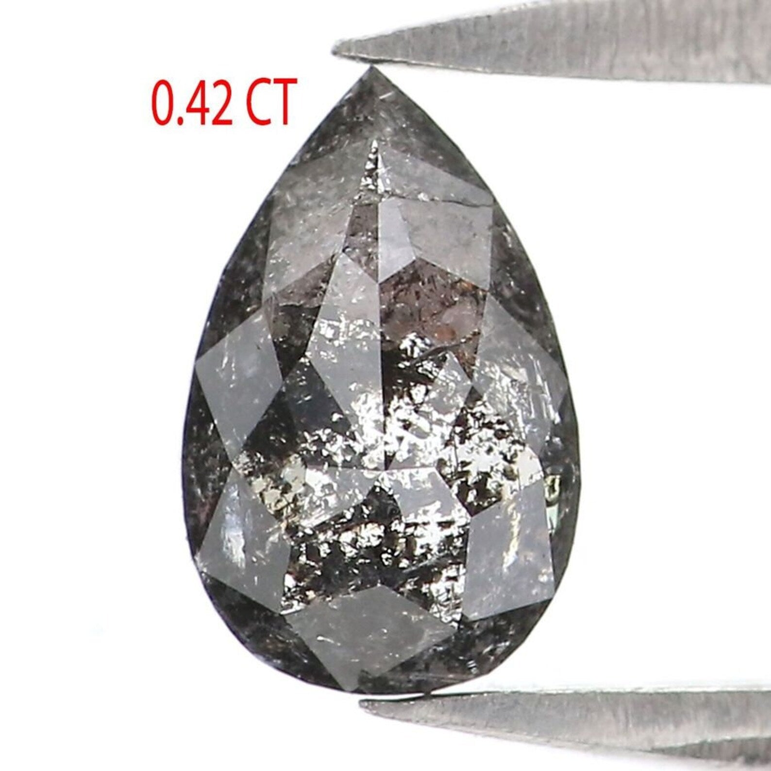 0.42 CT Natural Loose Pear Shape Diamond Salt And Pepper Pear Cut Diamond 6.45 MM Natural Loose Diamond Black Grey Color Pear Diamond NQ2117