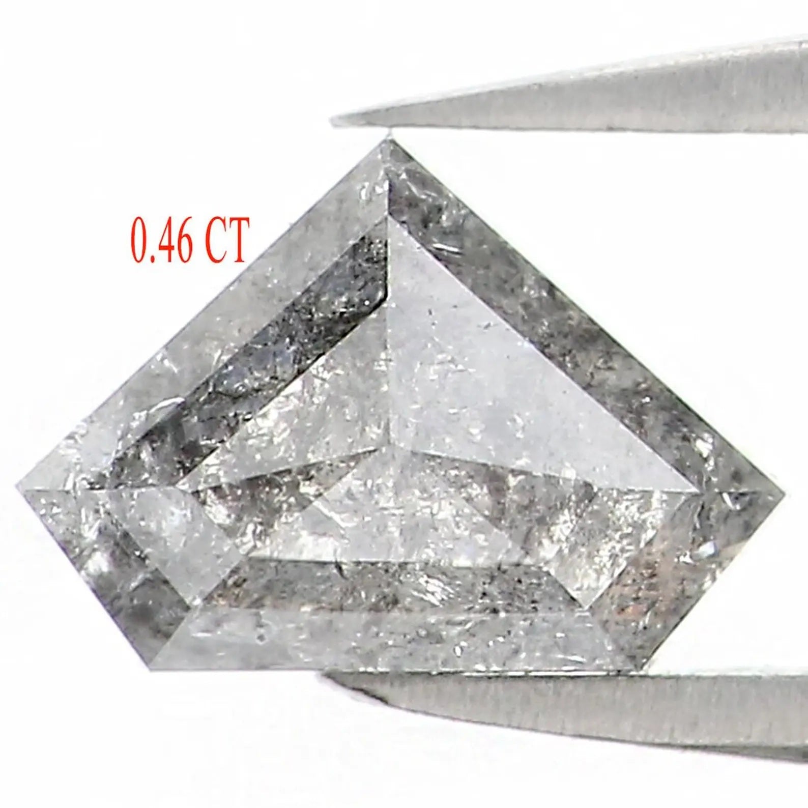 0.46 CT Natural Loose Shield Shape Diamond Salt And Pepper Shield Diamond 4.40 MM Natural Black Grey Color Shield Rose Cut Diamond NQ1534