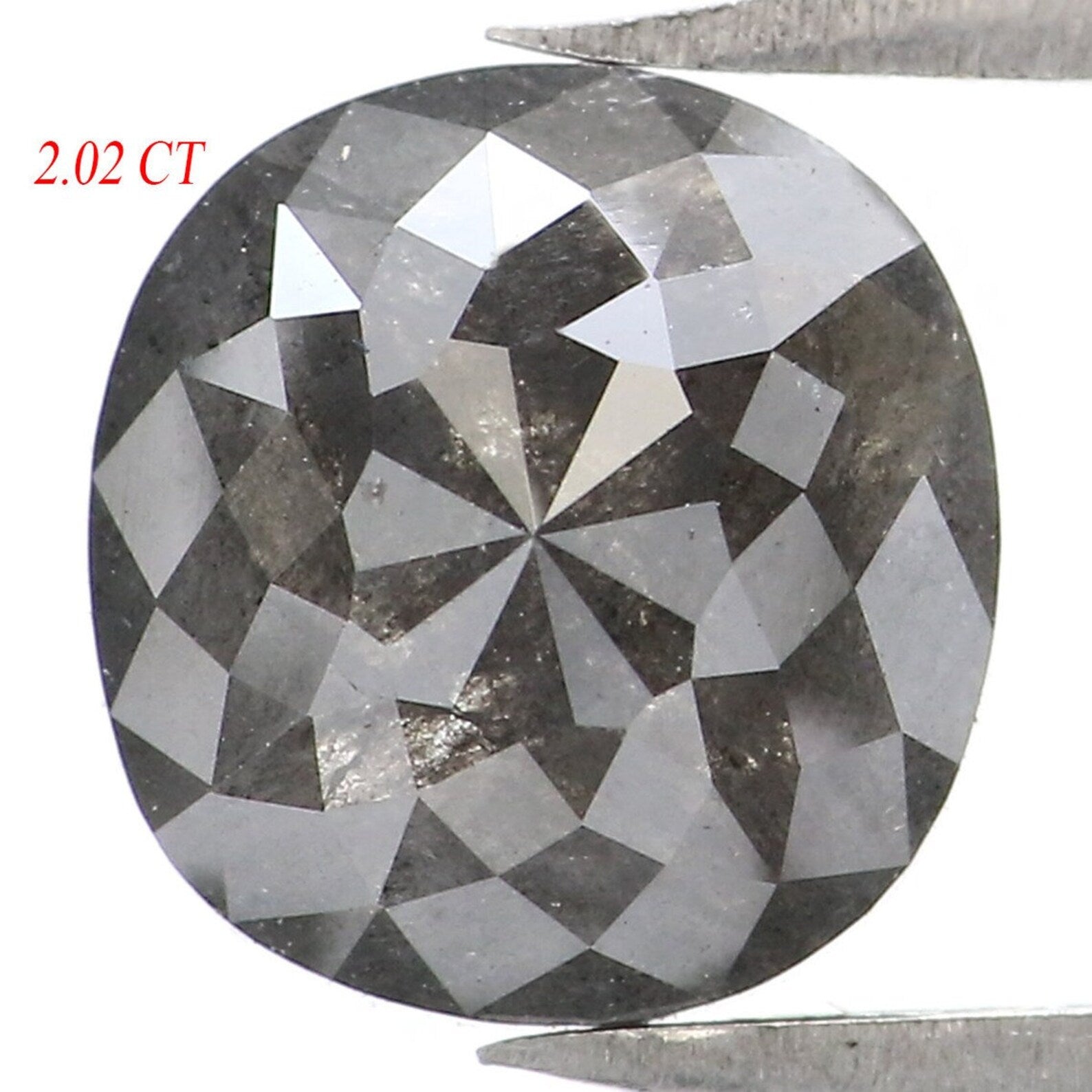 2.02 CT Natural Loose Oval Shape Diamond Salt And Pepper Oval Diamond 8.30 MM Natural Loose Grey Color Oval Shape Rose Cut Diamond NQ9893
