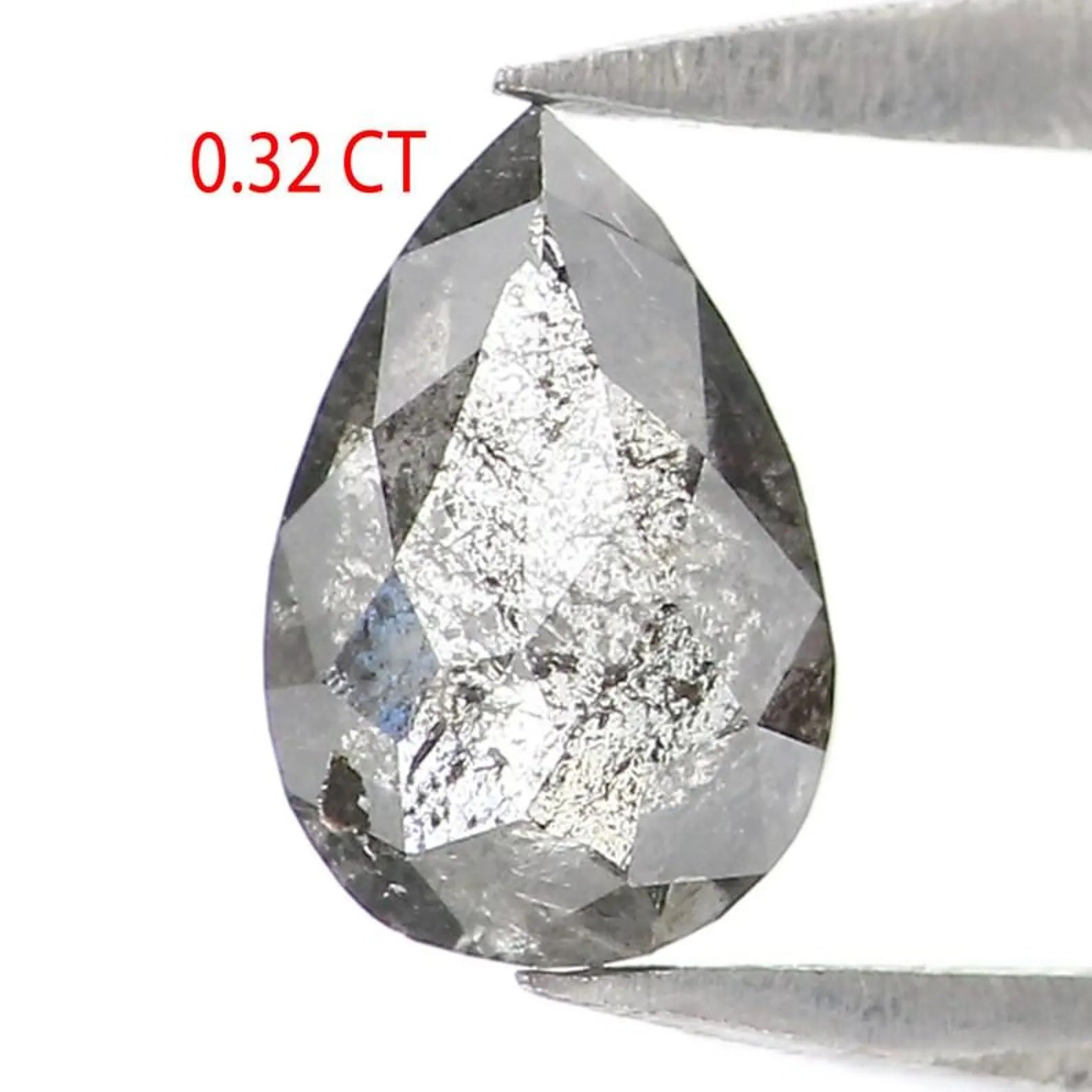 0.32 CT Natural Loose Pear Shape Diamond Salt And Pepper Pear Diamond 5.80 MM Natural Loose Black Grey Color Pear Rose Cut Diamond NQ2122