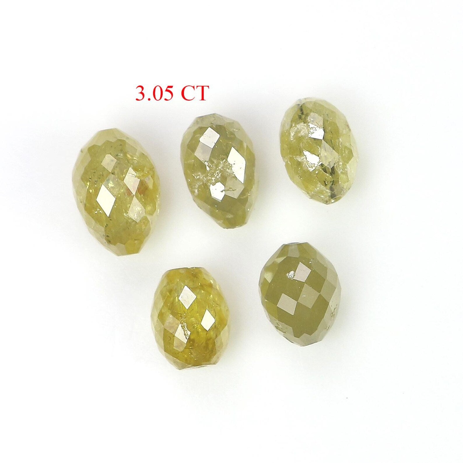 3.05 CT Natural Loose Egg Shape Bead Diamond Yellow Color Bead Diamond 4.75 MM Natural Loose Yellow Color Egg Shape Rose Cut Diamond NQ1783