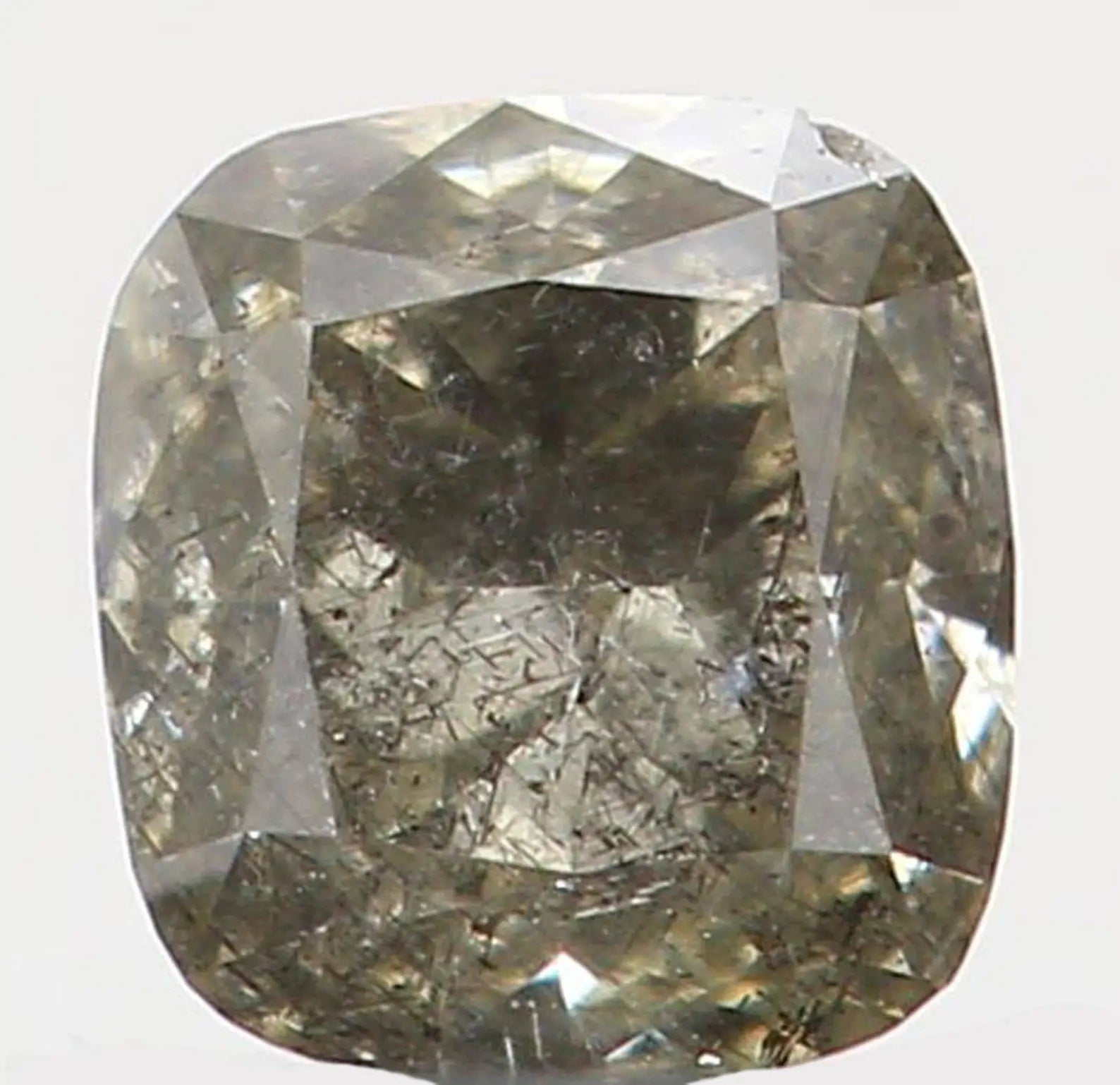 0.14 Ct Natural Loose Diamond Cushion Green Grey Color I1 Clarity 3.00 MM N7393