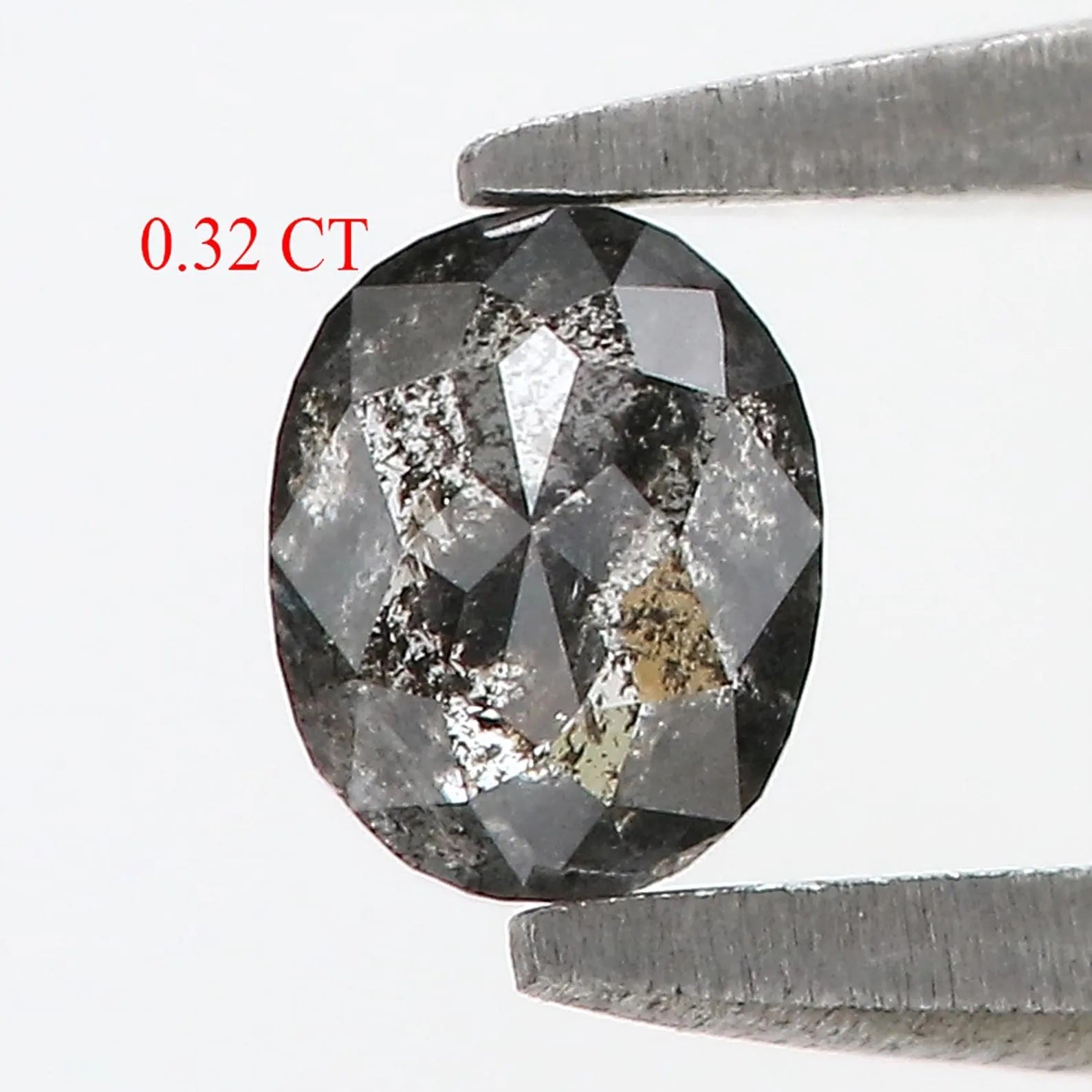 0.32 Ct Natural Loose Oval Shape Diamond Salt And Pepper Oval Cut Diamond 4.50 MM Black Grey Color Oval Shape Rose Cut Diamond QN9185