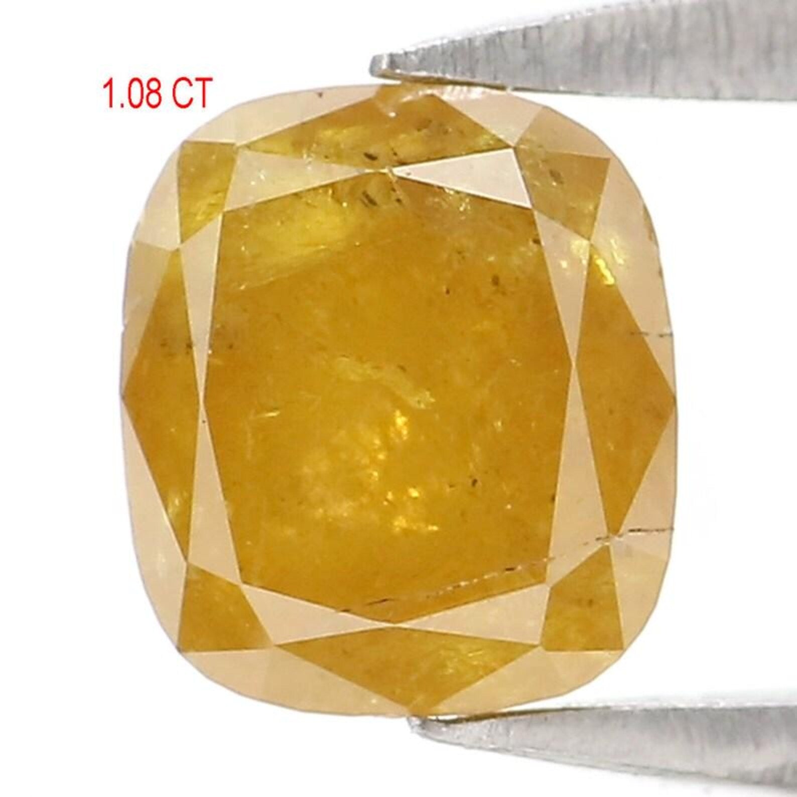 1.08 CT Natural Loose Cushion Shape Diamond Yellow Color Cushion Cut Diamond 5.60 MM Natural Loose Cushion Shape Rose Cut Diamond NQ2213