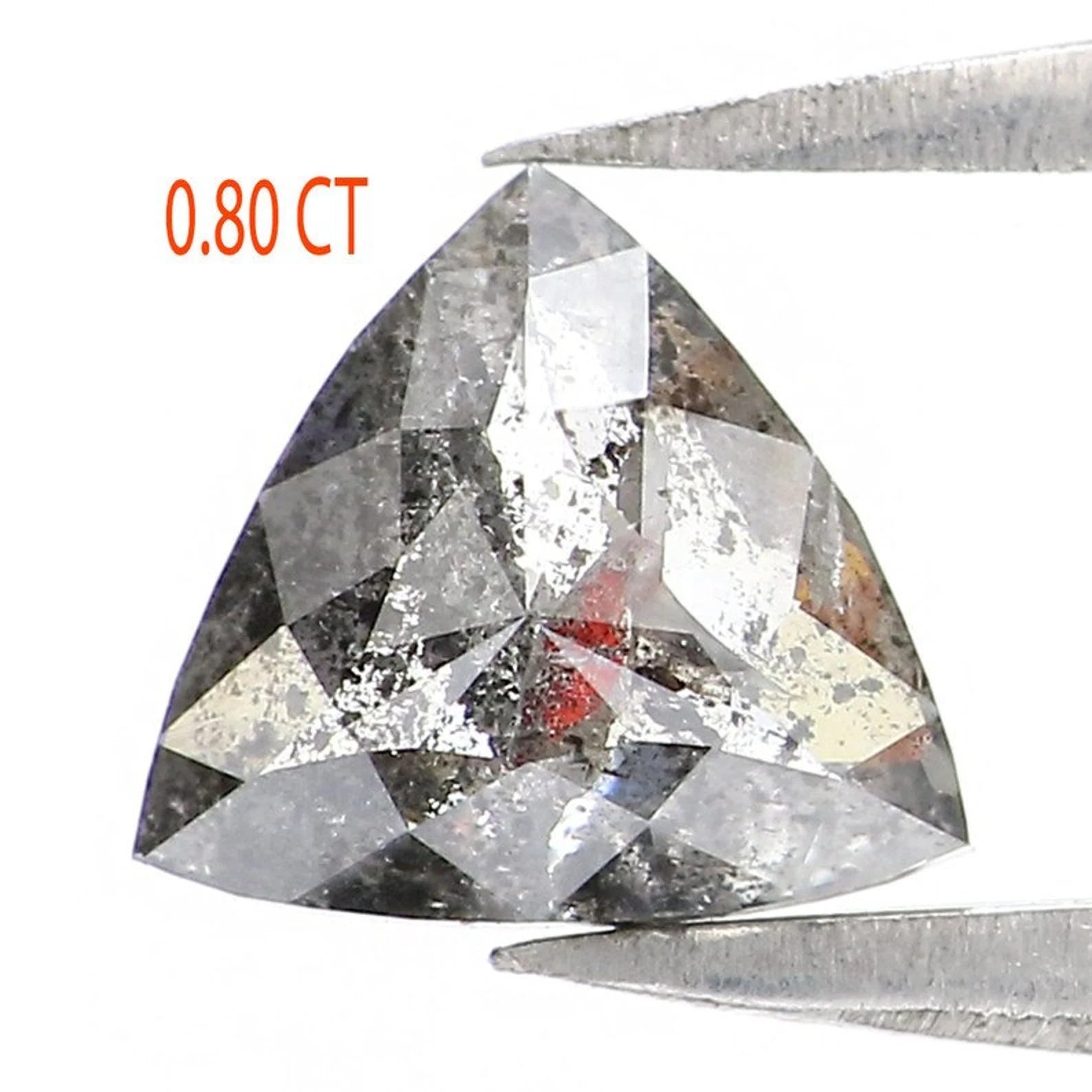0.80 CT Natural Loose Triangle Diamond Salt And Pepper Triangle Diamond 6.20 MM Natural Black Grey Color Triangle Rose Cut Diamond NQ9544